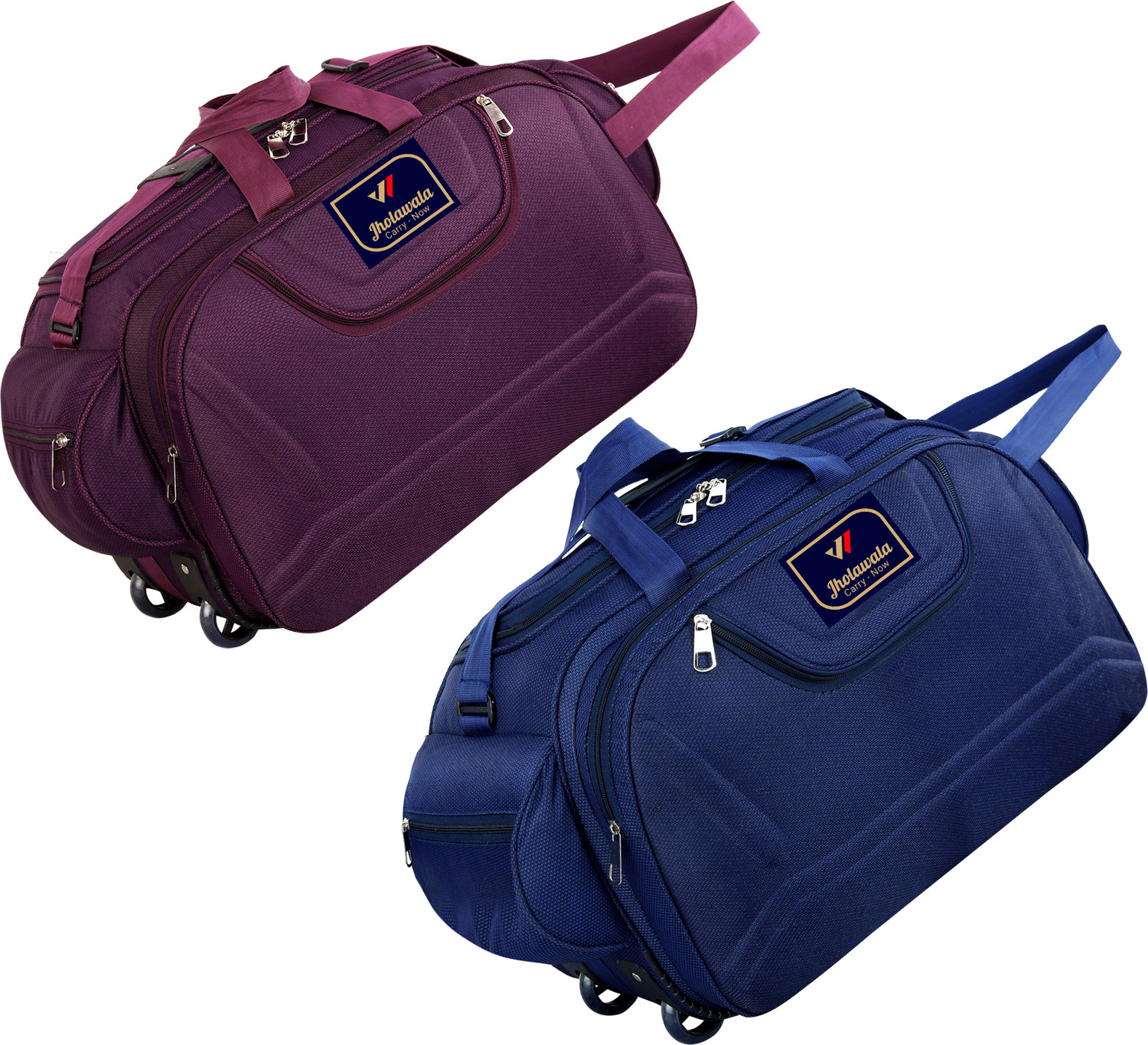 Image of N Choice 40 L Strolley Duffel Bag - 40 L Luggage Travel Duffel Bag with 2 Wheels (Blue) - Purple - Regular Capacity