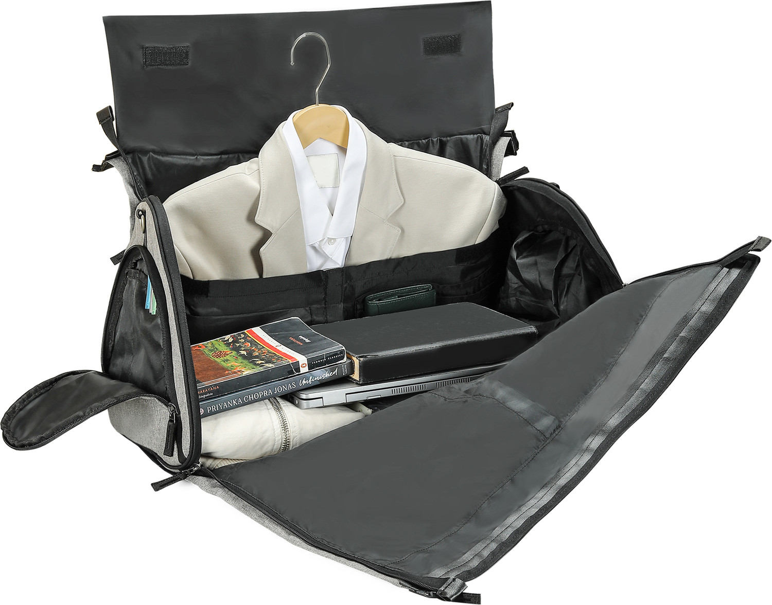 Image of CARLTON LONDON 65 L Hand Duffel Bag - FoldAll-Hanging Suit Convertible Large Duffle Bag - Grey - Large Capacity