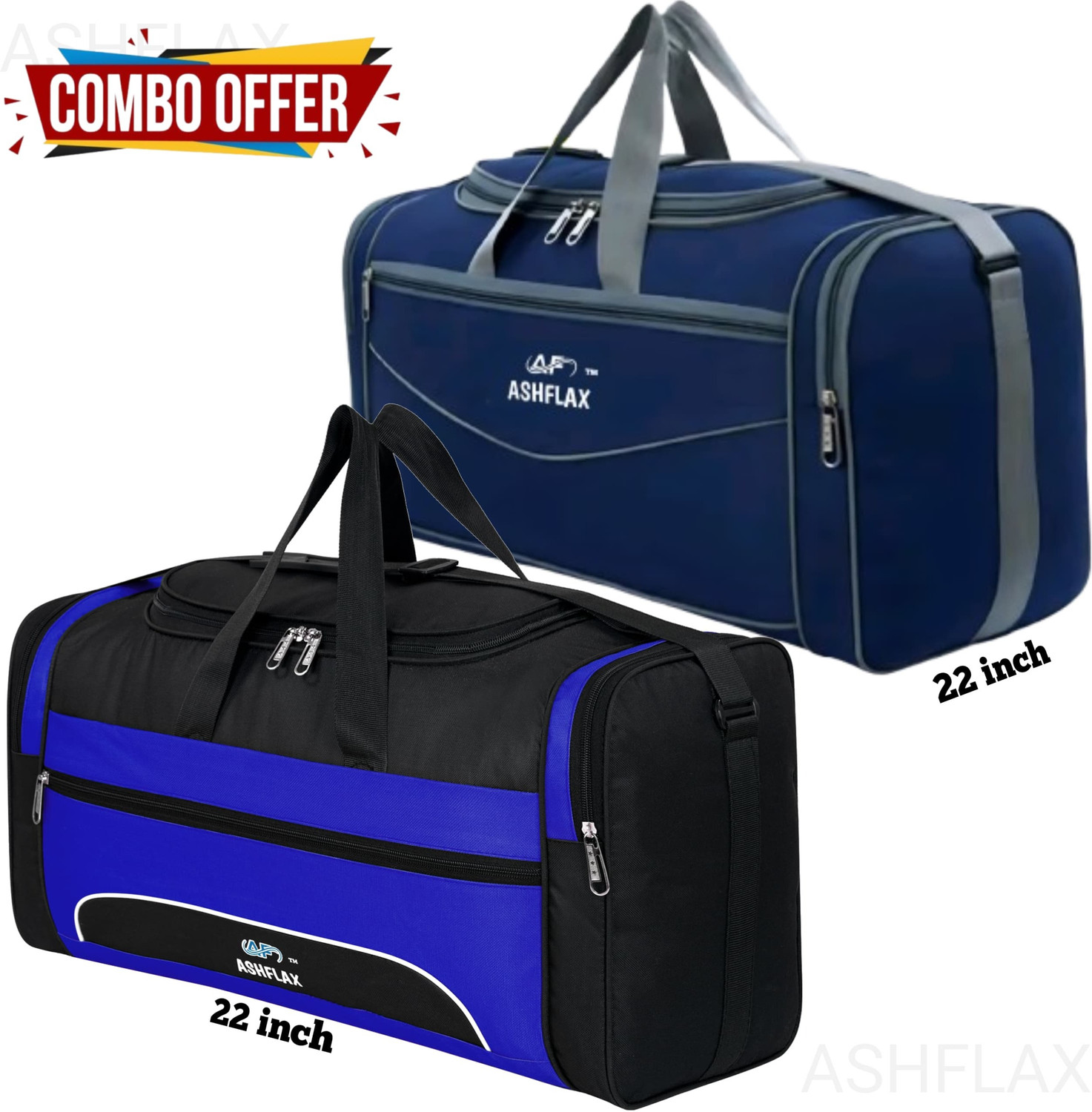 Image of CARLTON LONDON 65 L Hand Duffel Bag - FoldAll-Hanging Suit Convertible Large Duffle Bag - Blue - Large Capacity