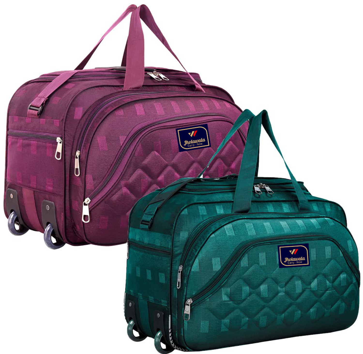 Image of N Choice 40 L Strolley Duffel Bag - 40 L Luggage Travel Duffel Bag with 2 Wheels (Blue) - Purple - Regular Capacity
