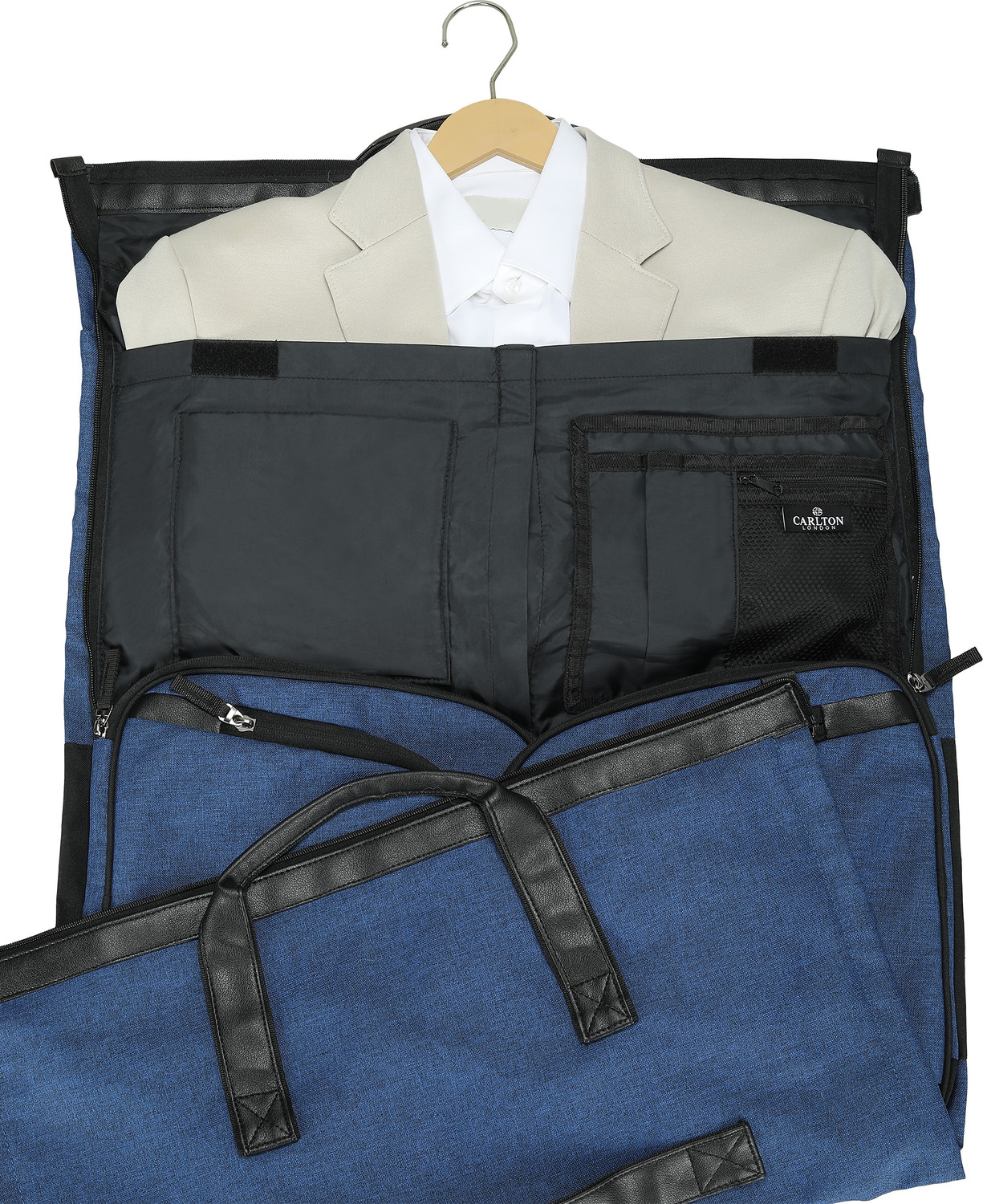Image of CARLTON LONDON 65 L Hand Duffel Bag - FoldAll-Hanging Suit Convertible Large Duffle Bag - Blue - Large Capacity