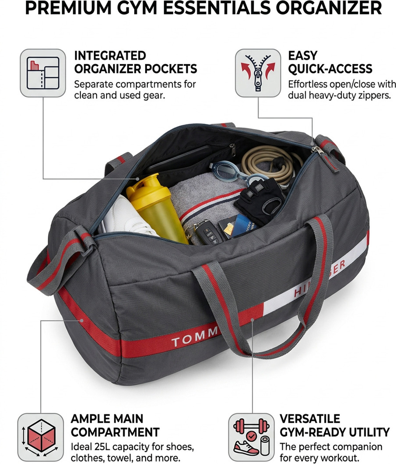 Image of VILCIX 20 L Gym Duffel Bag - Duffle /Gym 20L Bag /Soulder Bag for Men & Women - Grey