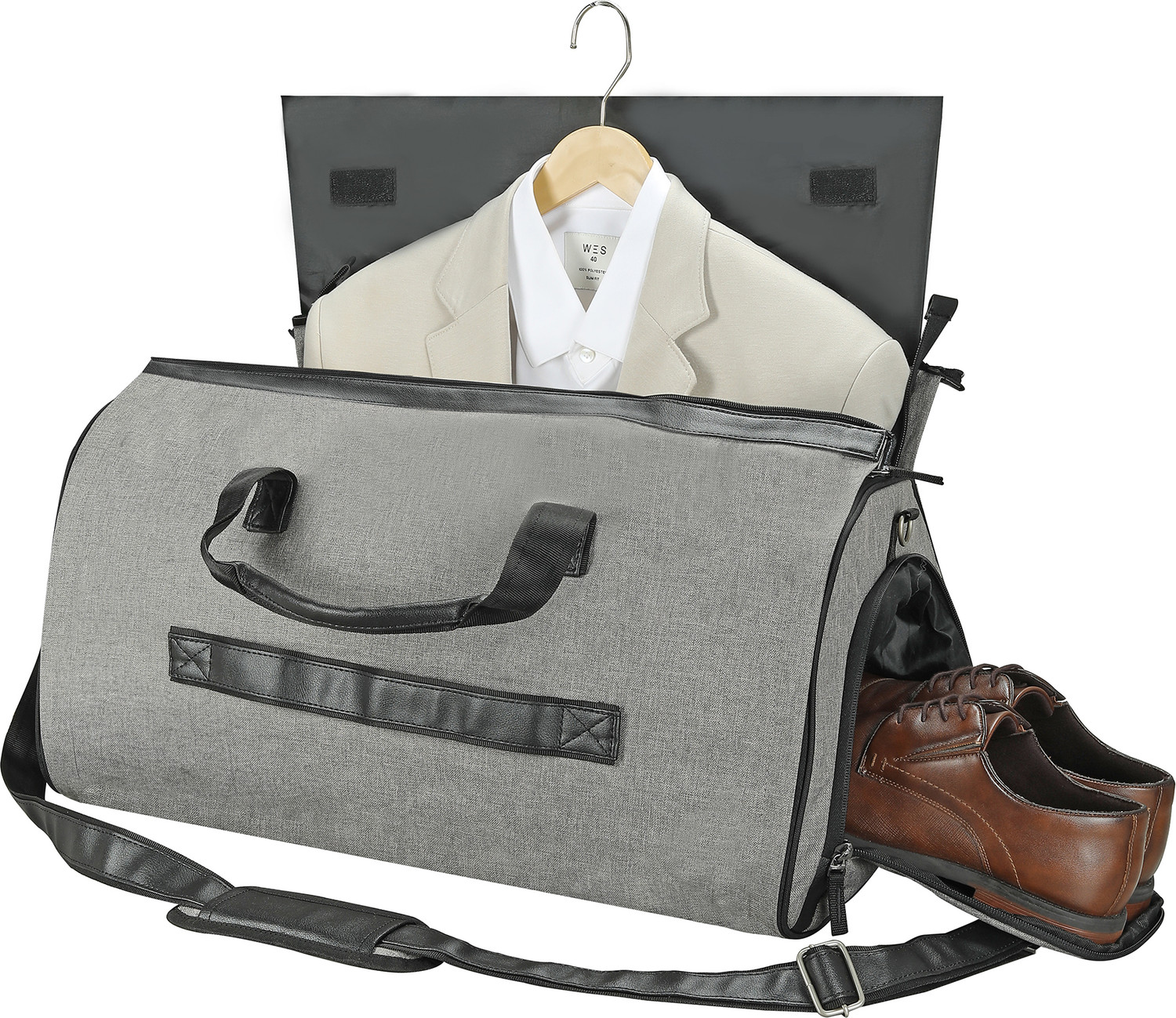 Image of CARLTON LONDON 65 L Hand Duffel Bag - FoldAll-Hanging Suit Convertible Large Duffle Bag - Grey - Large Capacity