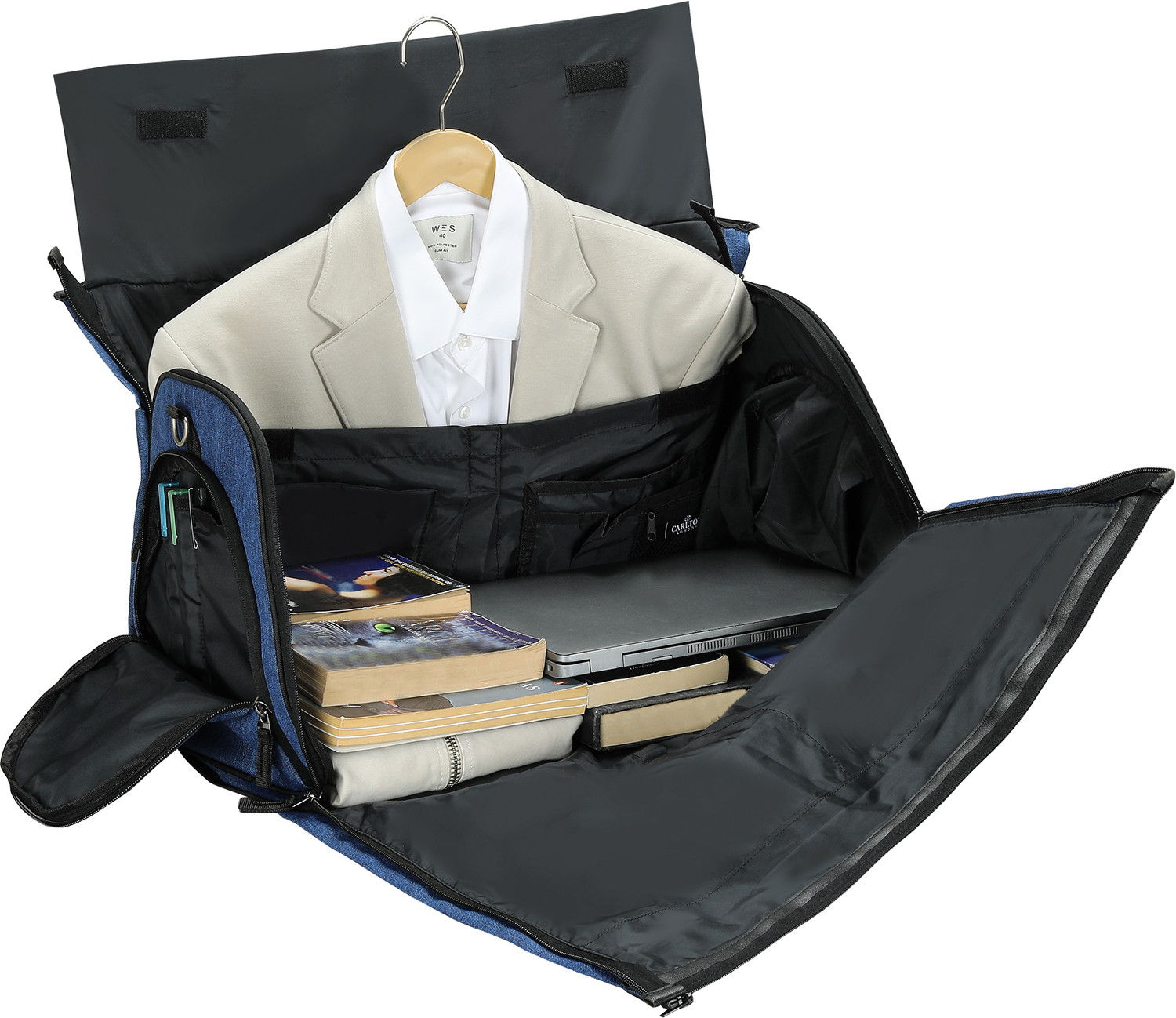 Image of CARLTON LONDON 65 L Hand Duffel Bag - FoldAll-Hanging Suit Convertible Large Duffle Bag - Blue - Large Capacity