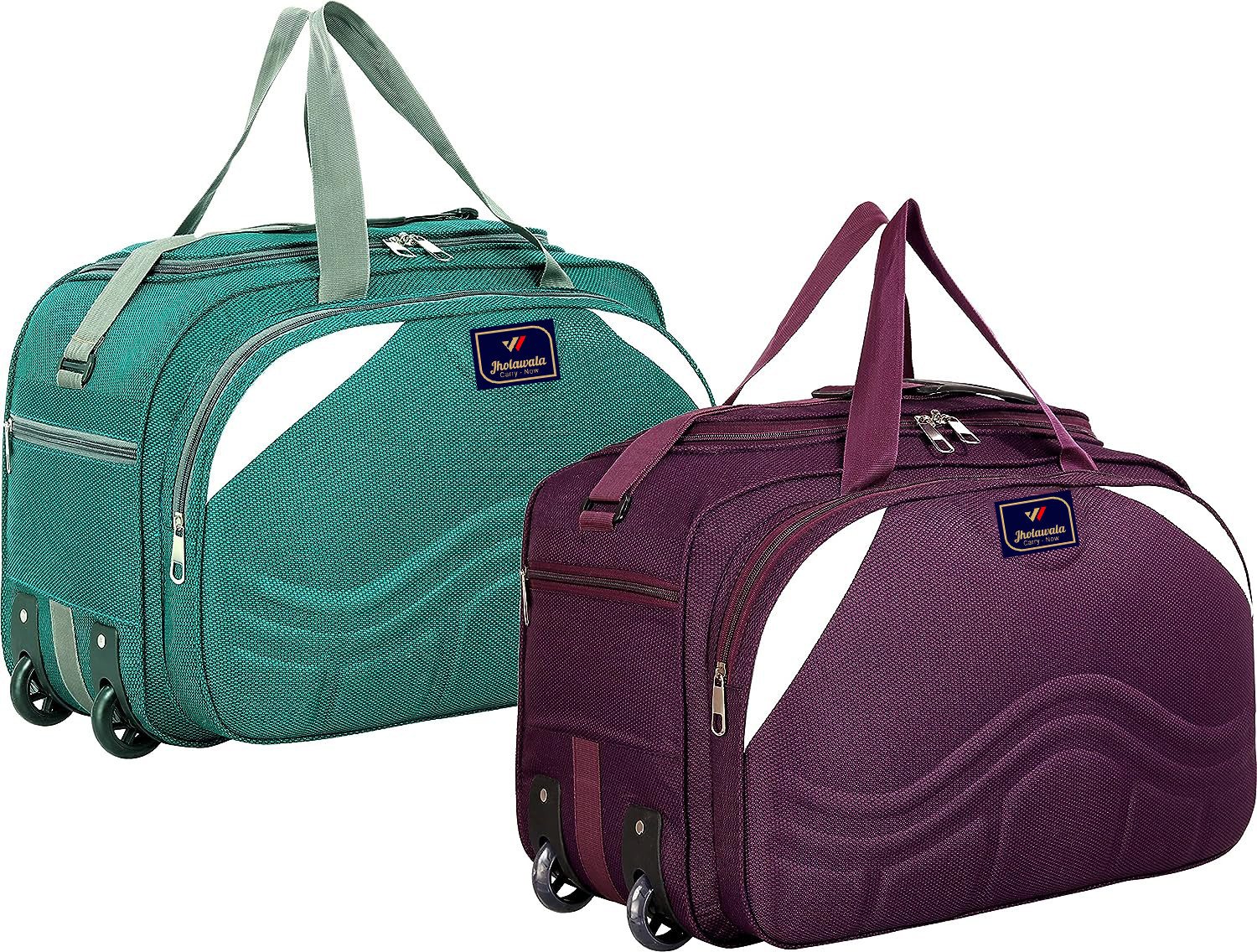 Image of N Choice 40 L Strolley Duffel Bag - 40 L Luggage Travel Duffel Bag with 2 Wheels (Blue) - Purple - Regular Capacity