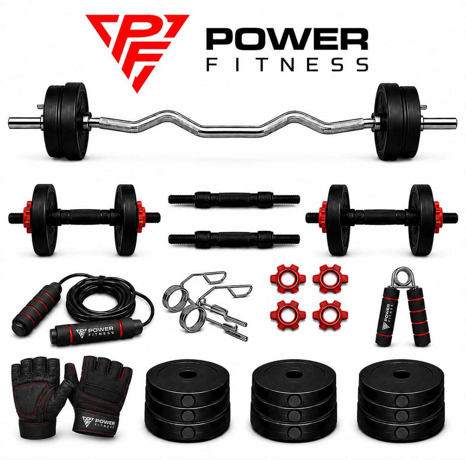Image of Adrenex 40 Kg PVC Weight Plates with ONE Pair RODS Adjustable Dumbbell (40 kg)
