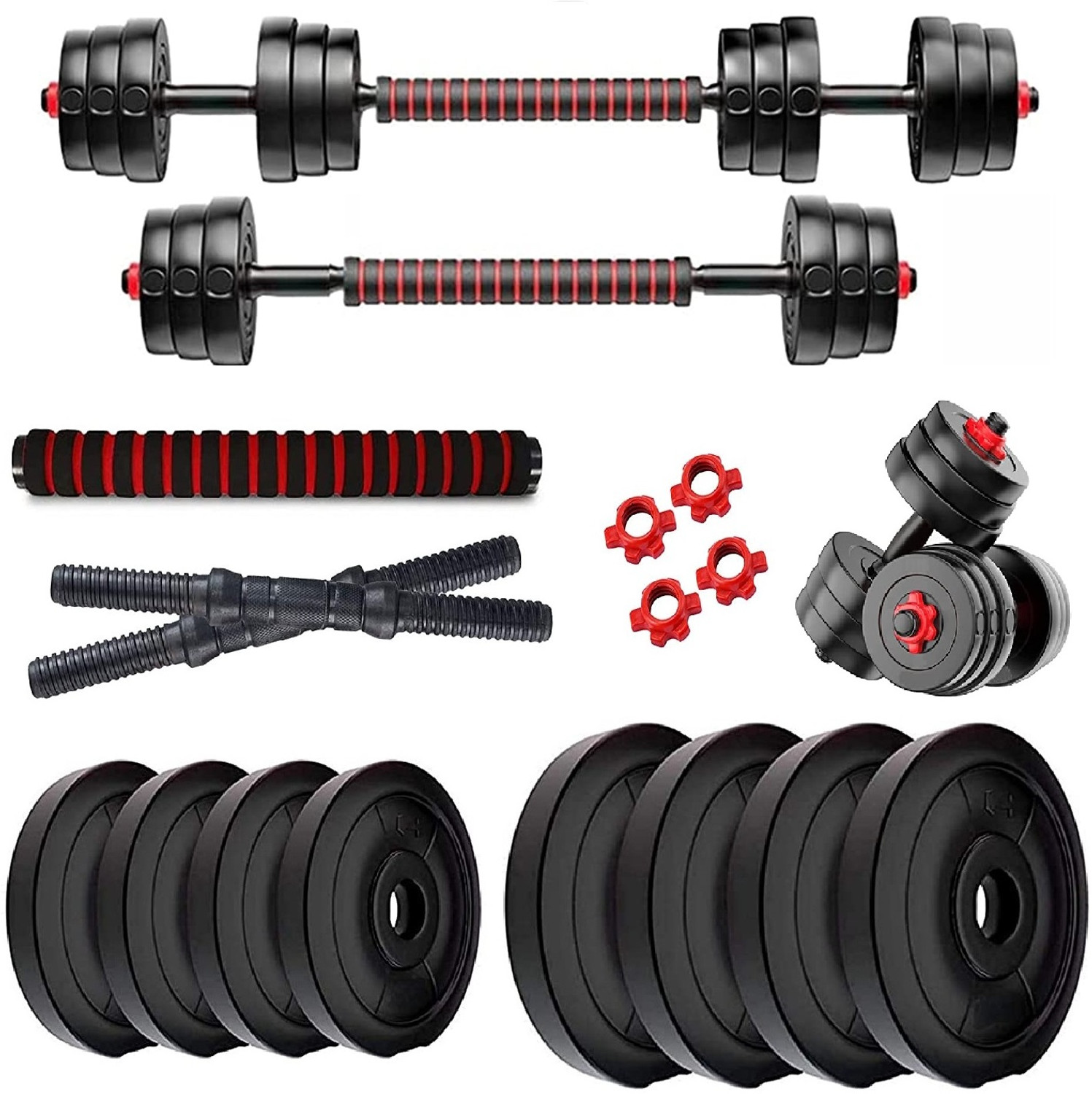 Image of TUCKER FITNESS 0.1 kg 20KG Strength Training Dumbbell Kit with 3FT Bar & Accessories 20kg Home Gym Combo