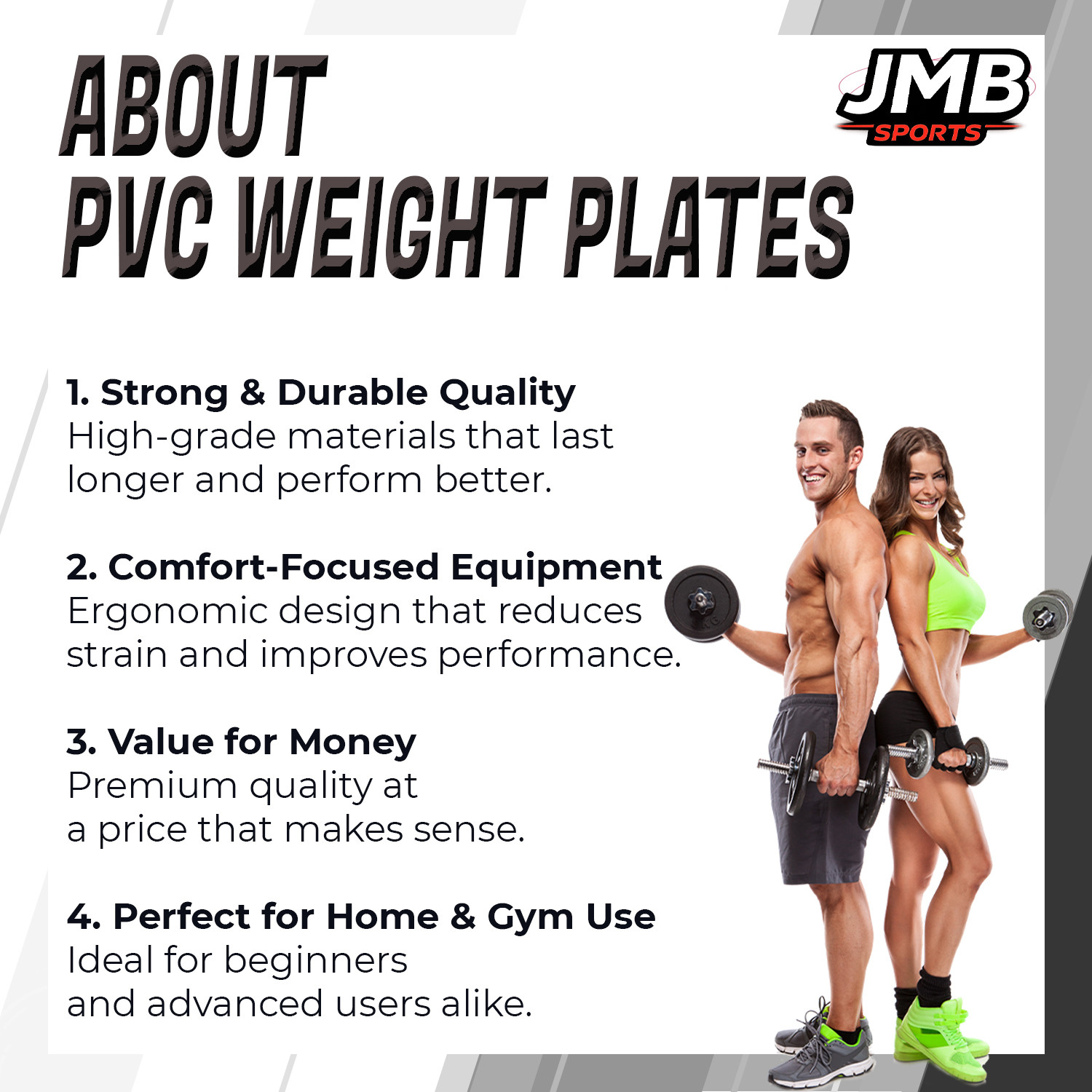 Image of JMB 31 kg 30KG-pvc plates(5*4 /2.5*4), 3ft straight rod, dumbbell rod & Accessories Home Gym Combo