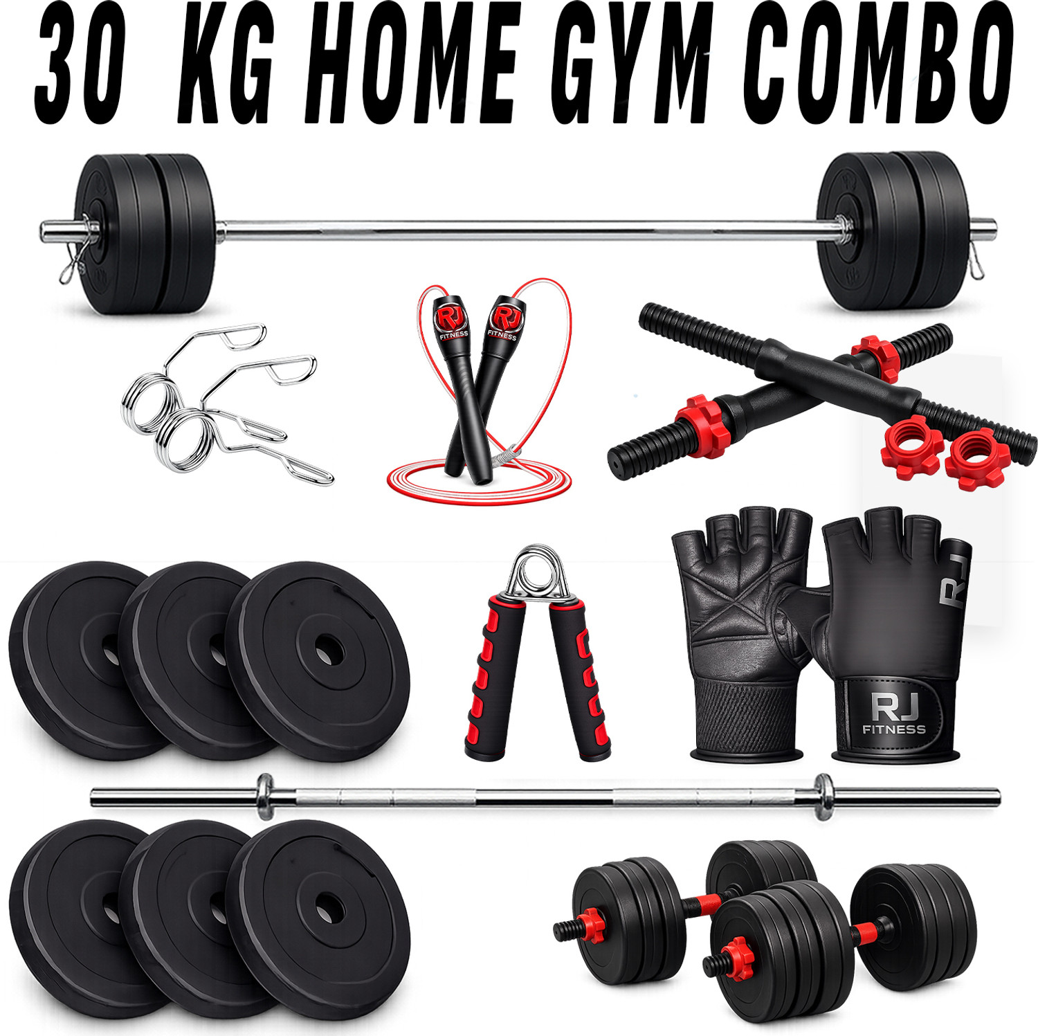 Image of ANSH FIT 30KG-5*4 /2.5*4 PVC Plates. 3ft Straight rod and Dumbbell rod, accessories Adjustable Dumbbell (30 kg)