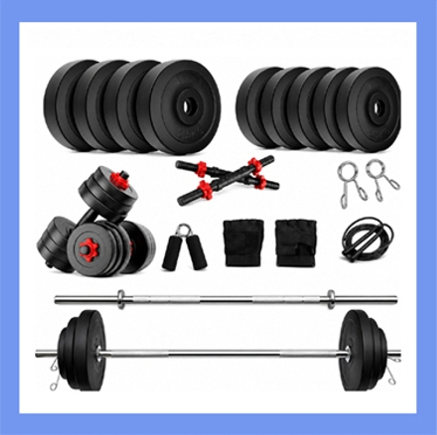 Image of ANSH FIT 30KG-5*4 /2.5*4 PVC Plates. 3ft Straight rod and Dumbbell rod, accessories Adjustable Dumbbell (30 kg)
