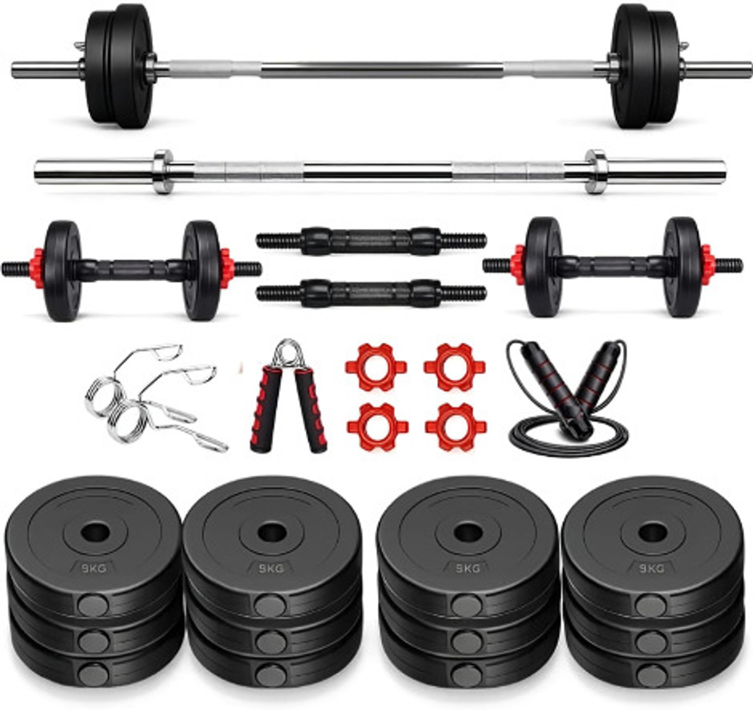Image of ANSH FIT 30KG-5*4 /2.5*4 PVC Plates. 3ft Straight rod and Dumbbell rod, accessories Adjustable Dumbbell (30 kg)