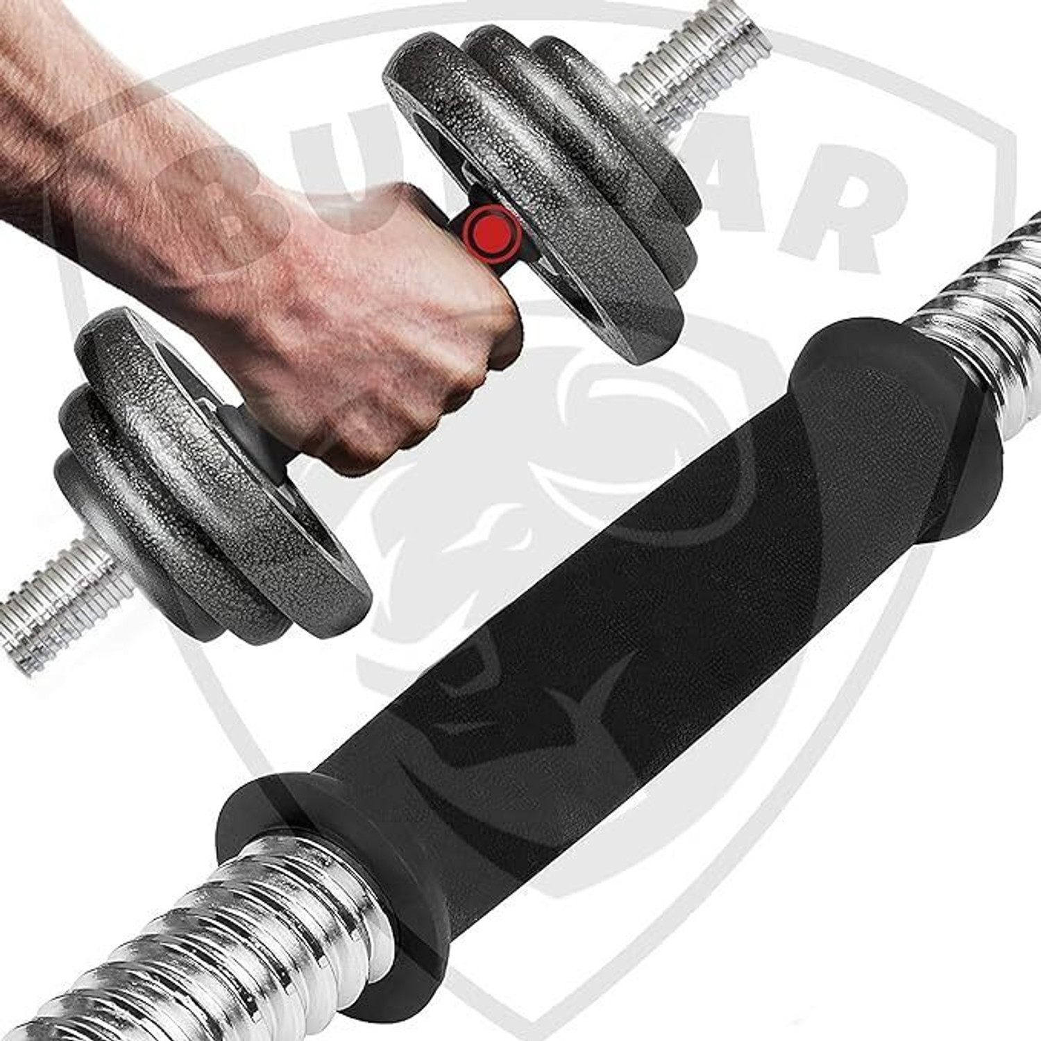 Image of BULLAR 30KG Cast Iron Plates with pair of dumbbell rods Adjustable Dumbbell (30 kg)