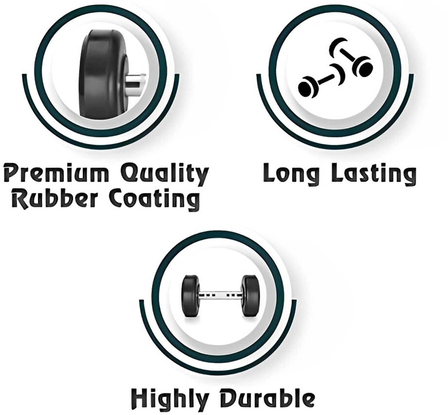 Image of Draven Iron Casting Rubber Coated Gym & home Round Dumbbell Highly Durable 17.5*2=35KG Fixed Weight Dumbbell (17.5 kg)