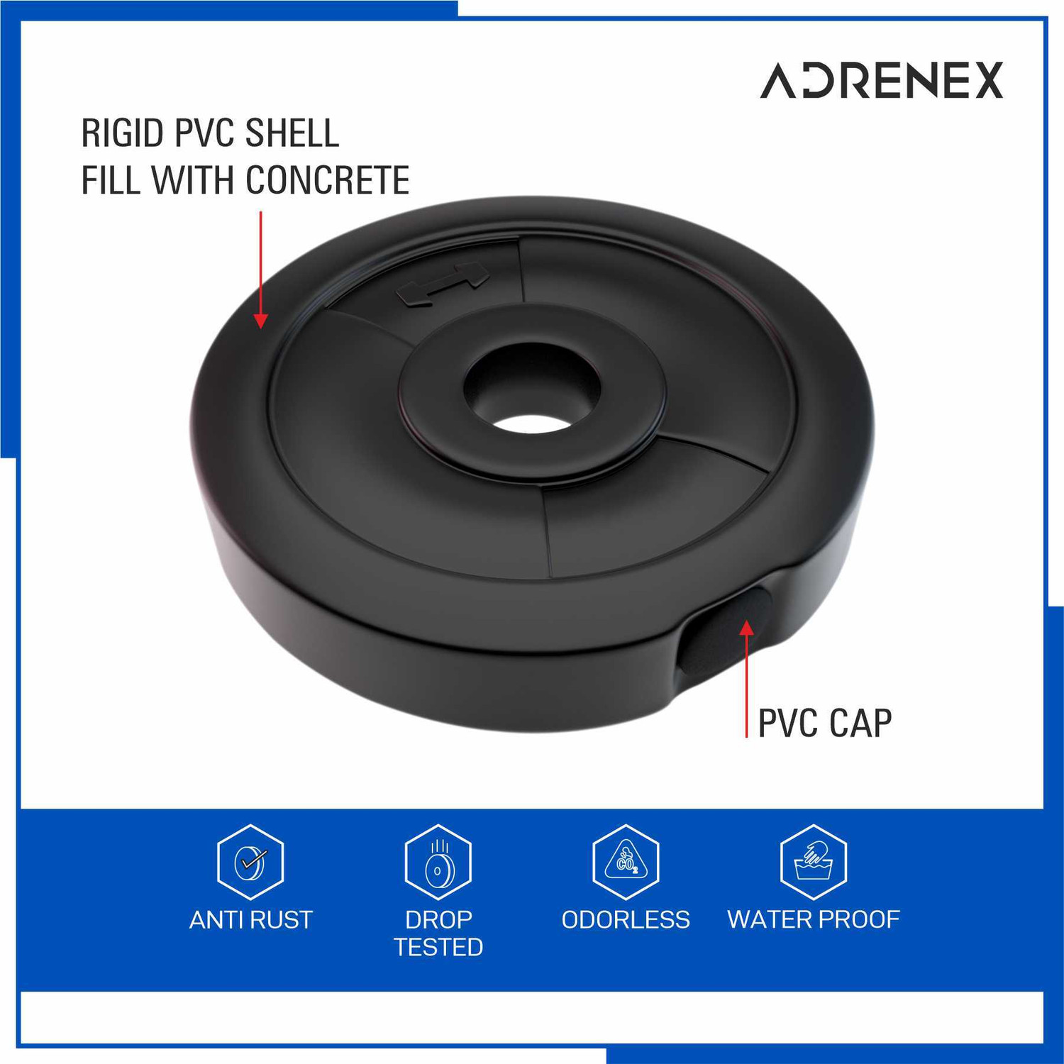 Image of Adrenex 40 Kg PVC Weight Plates with ONE Pair RODS Adjustable Dumbbell (40 kg)
