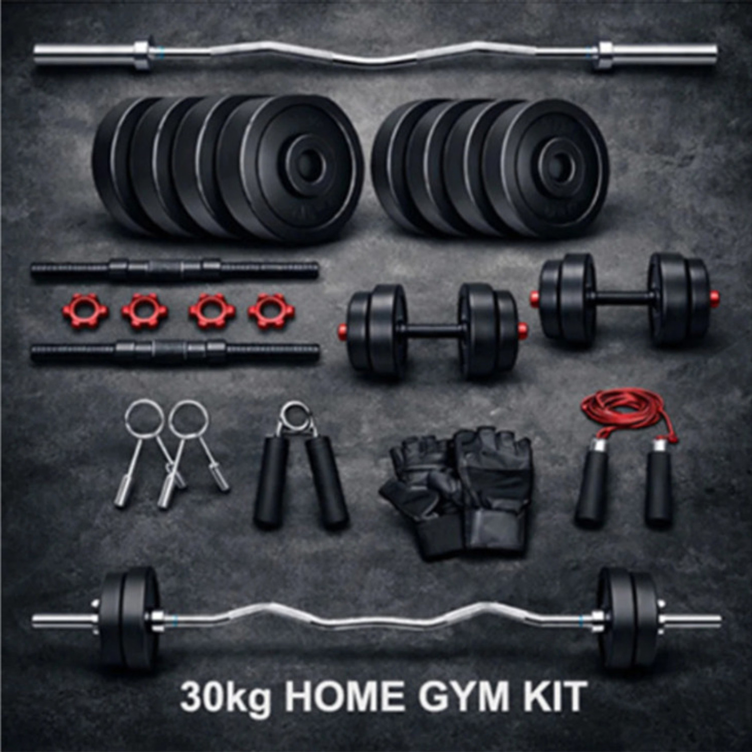 Image of POWER FITNESS 30 kg pvc Adjustible dumbbles 3ft curl rod Adjustable Dumbbell (30 kg)