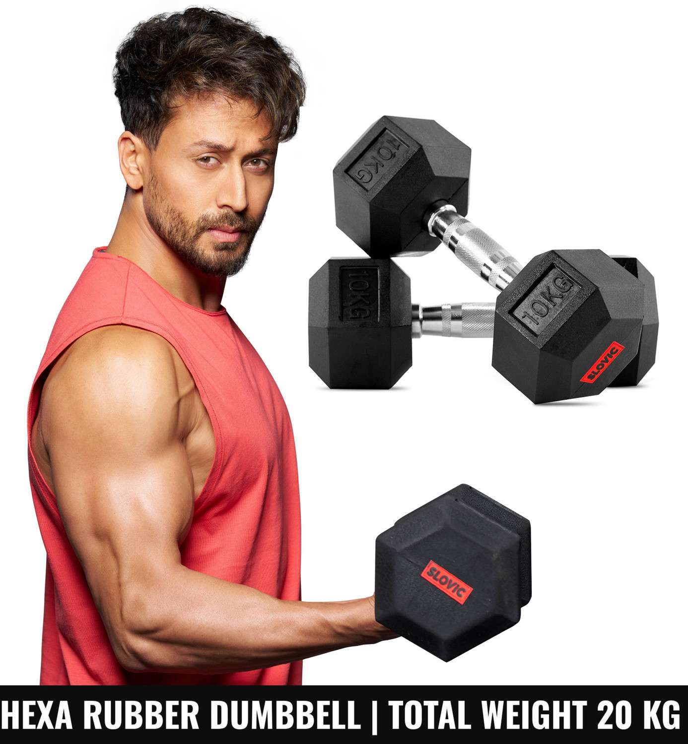 Image of Adrenex 40 Kg PVC Weight Plates with ONE Pair RODS Adjustable Dumbbell (40 kg)