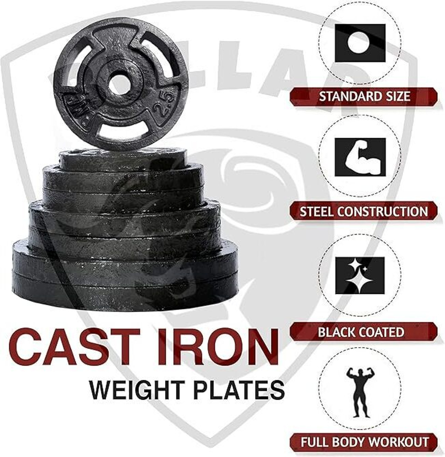Image of BULLAR 10 KG Cast Iron Plates with pair of dumbbell rods Adjustable Dumbbell (10 kg)