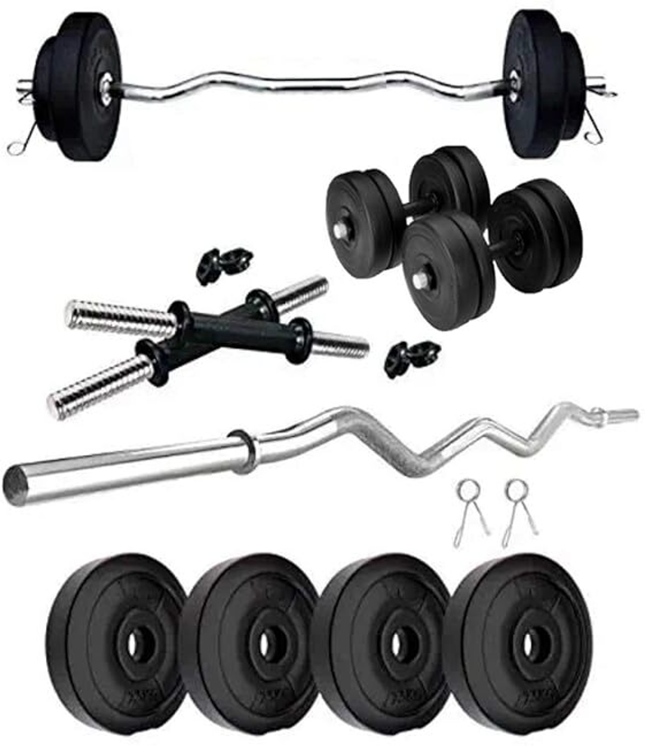 Image of POWER FITNESS 30 kg pvc Adjustible dumbbles 3ft curl rod Adjustable Dumbbell (30 kg)