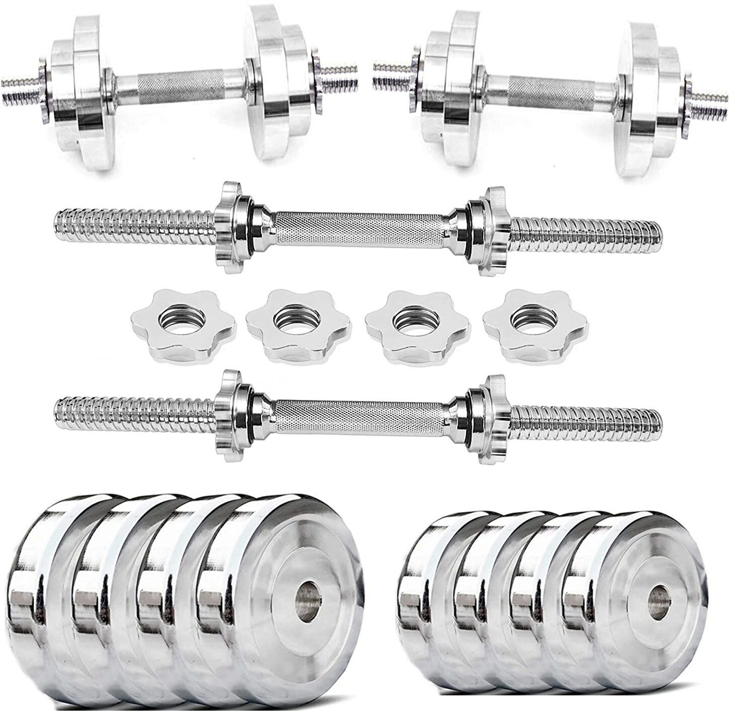 Image of ANSH FIT 0.025 kg 30KG PVC Weight Training Set with Dumbbell Rod Pair & 3ft Straight Bar Home Gym Combo