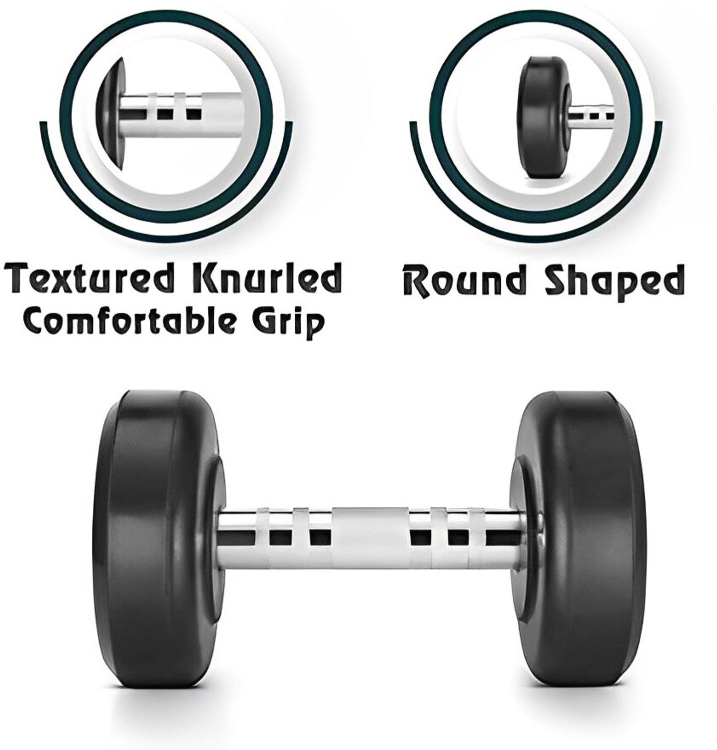 Image of Draven Iron Casting Rubber Coated Gym & home Round Dumbbell Highly Durable 17.5*2=35KG Fixed Weight Dumbbell (17.5 kg)