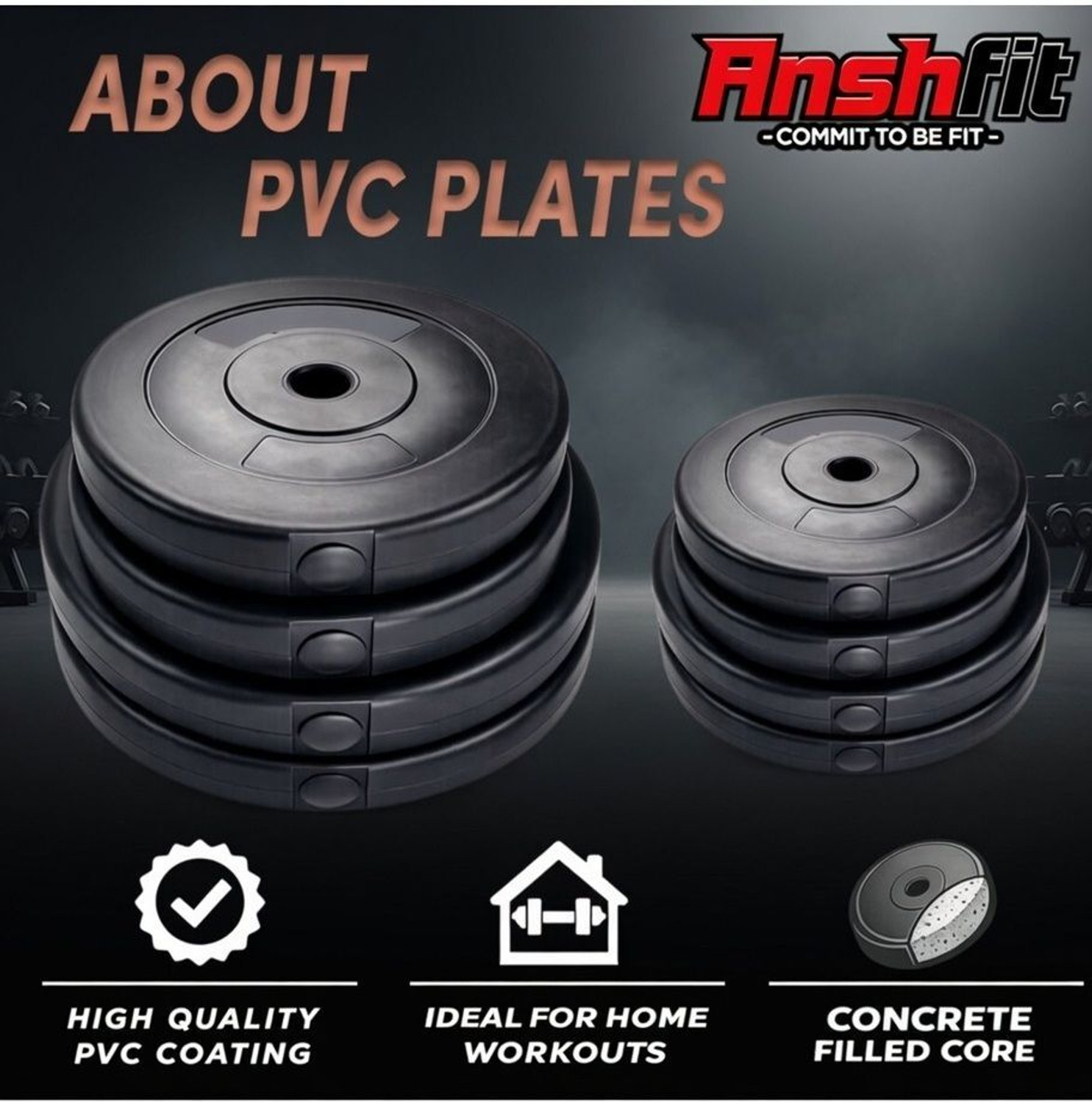 Image of ANSH FIT 30KG-5*4 /2.5*4 PVC Plates. 3ft Straight rod and Dumbbell rod, accessories Adjustable Dumbbell (30 kg)
