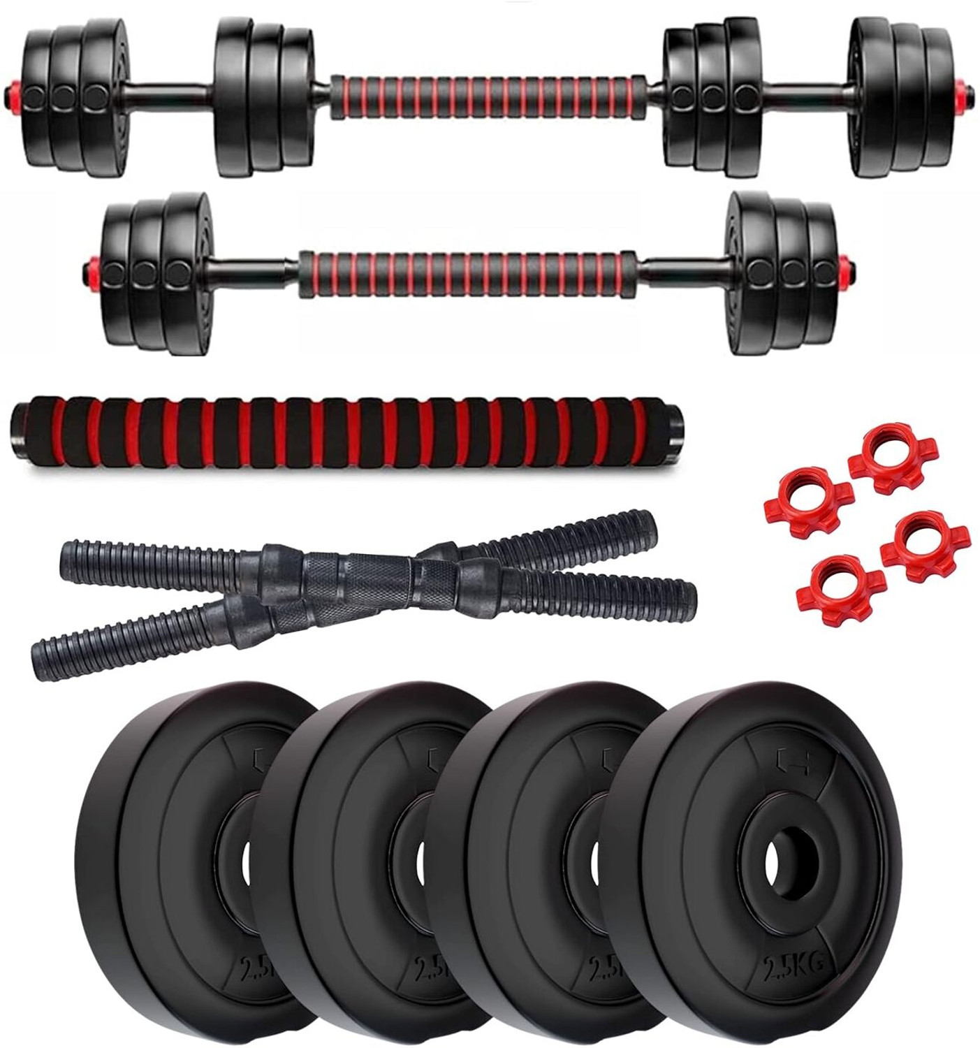 Image of Adrenex 40 Kg PVC Weight Plates with ONE Pair RODS Adjustable Dumbbell (40 kg)