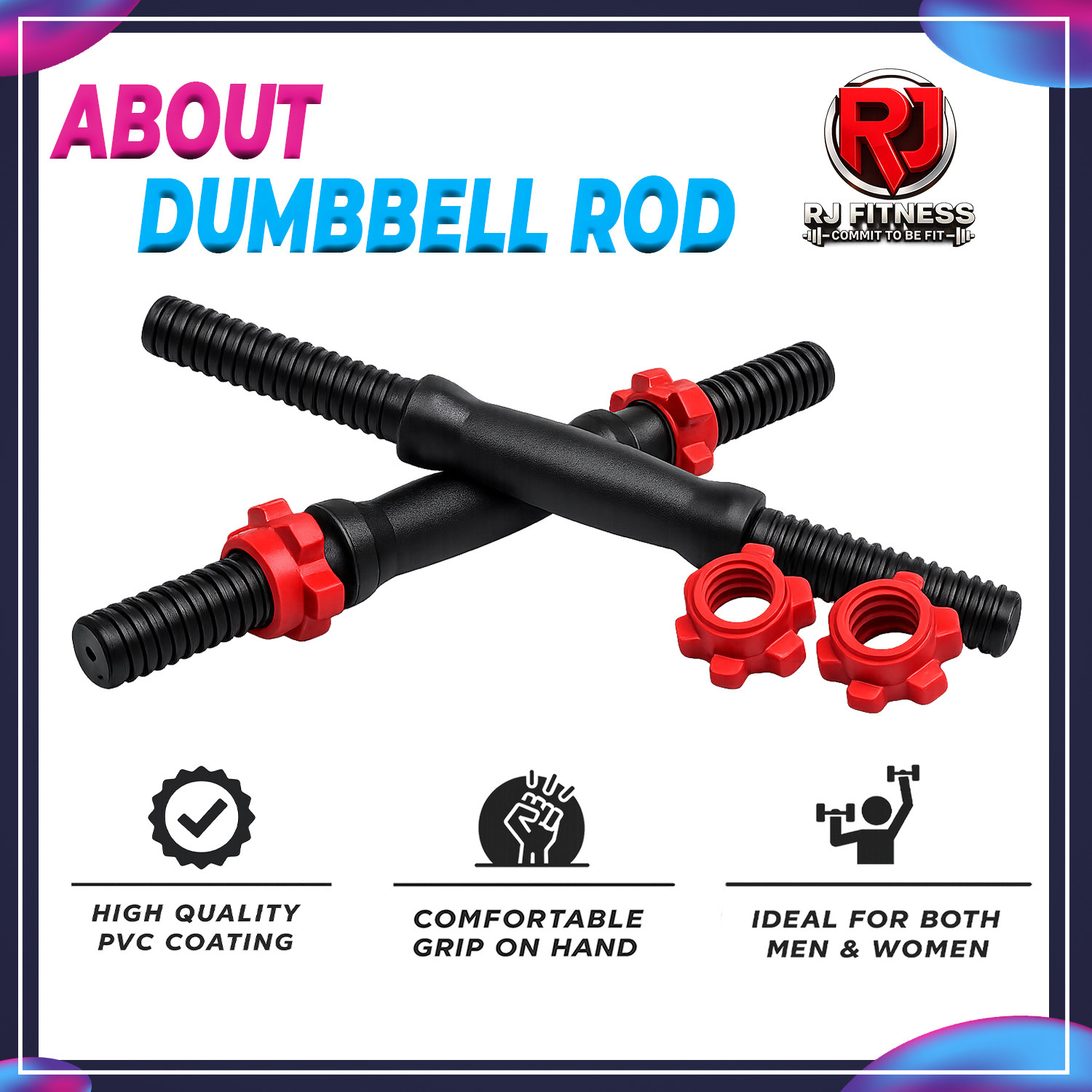 Image of rj fitness 30 kg 30KG Home Gym Combo-3ft straight rod,dumbbell rods, pvc plates & acc Home Gym Combo