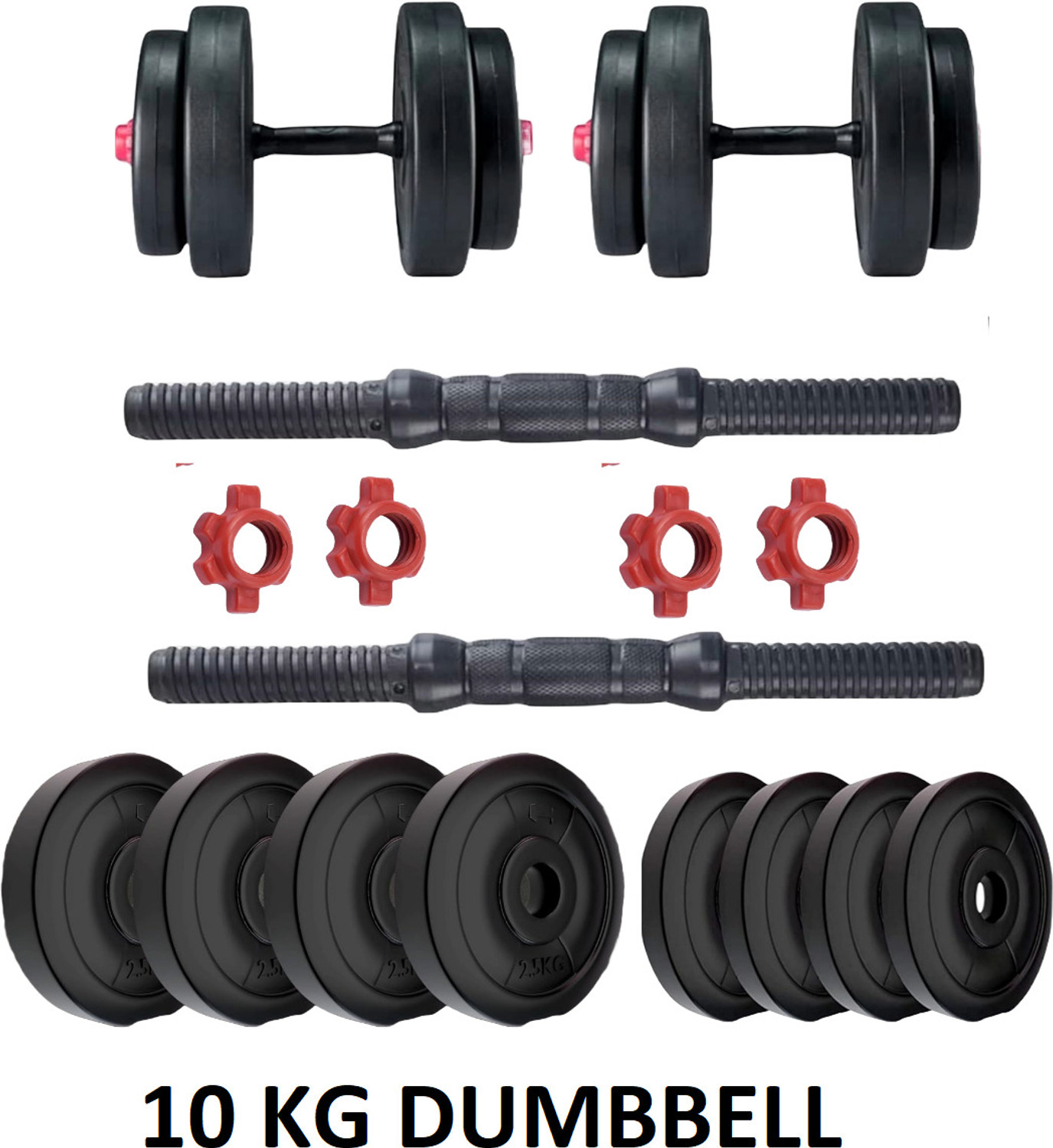 Image of BAPTIZO fitness 10 KG PVC Dumbbell Set for home exercise Adjustable Dumbbell (10 kg)