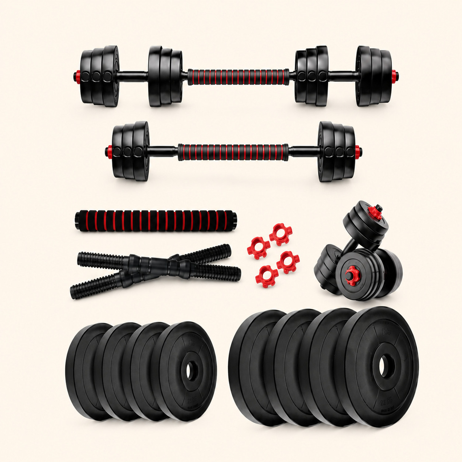 Image of BELLATRIX X 10kg Dumbbell Set | 4x 2.5kg Plates, Dumbbell Rods & Connector Adjustable Dumbbell (10 kg)