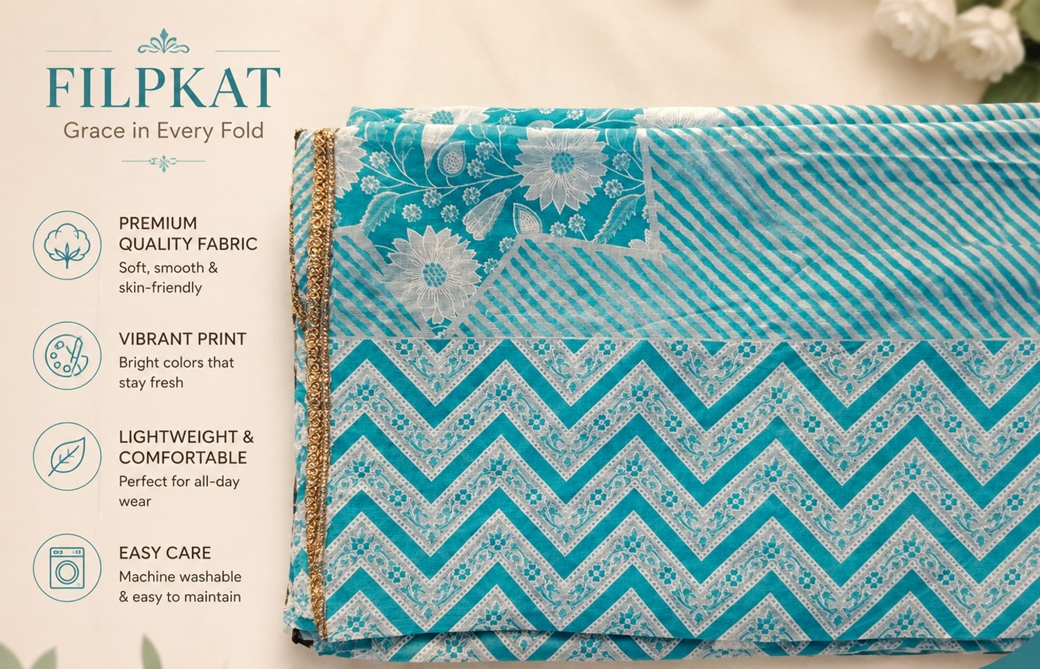 Image of mansicreation10 Chiffon Printed Blue Women Dupatta