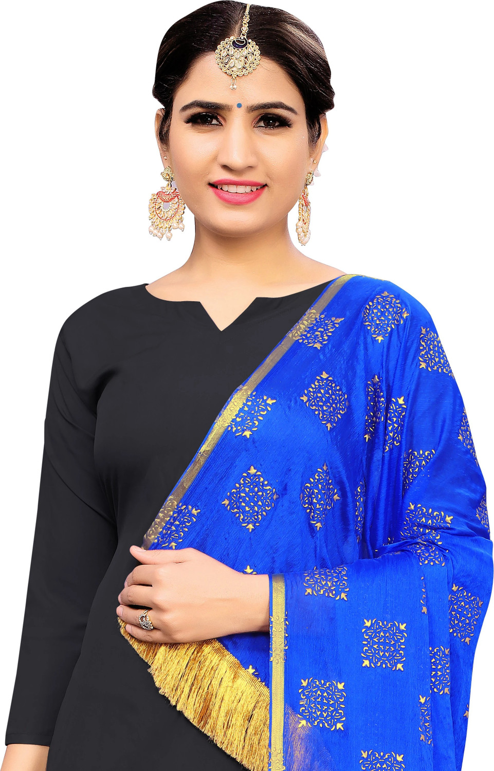 Image of mansicreation10 Chiffon Printed Blue Women Dupatta