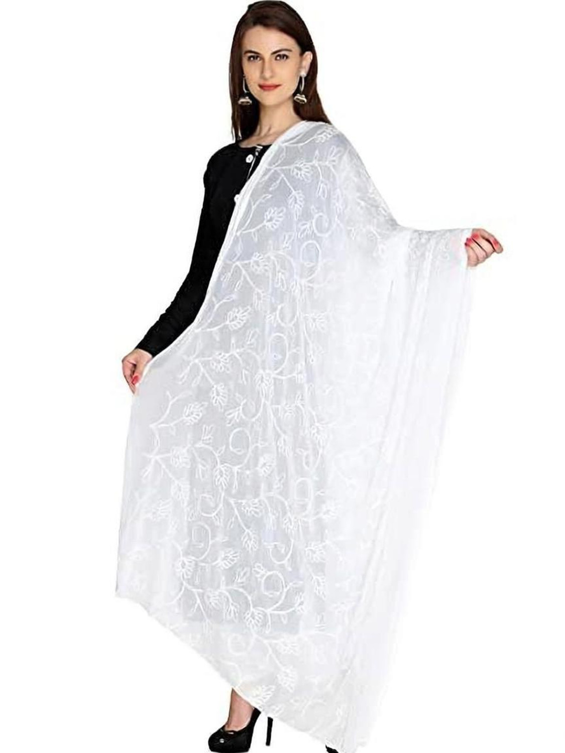 Image of mansicreation10 Chiffon Printed Blue Women Dupatta
