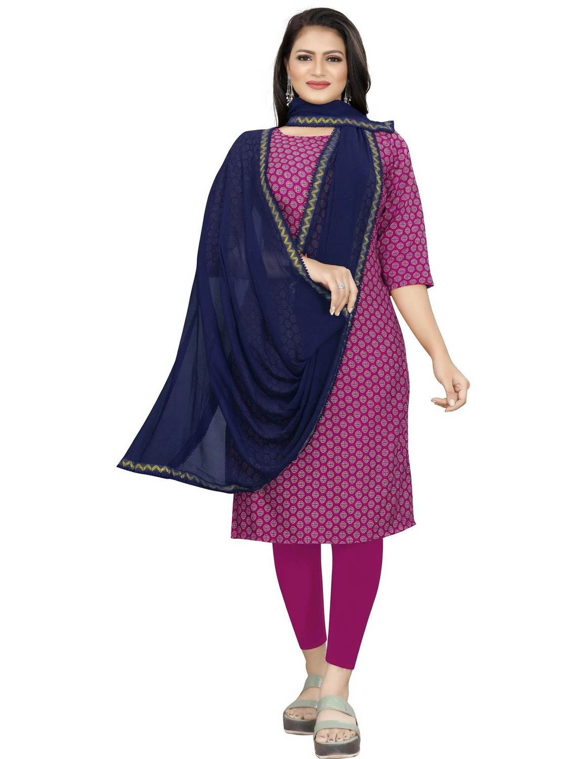 Image of mansicreation10 Chiffon Printed Blue Women Dupatta