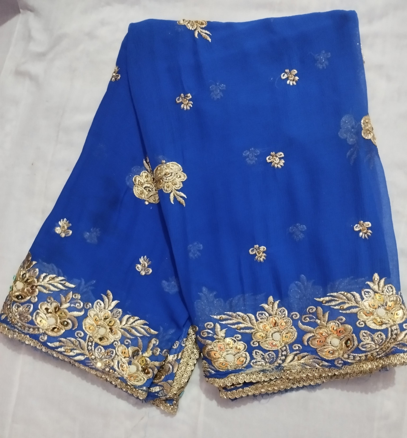 Image of mansicreation10 Chiffon Printed Blue Women Dupatta