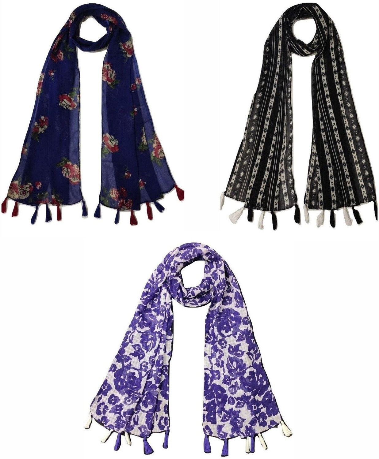 Image of mansicreation10 Chiffon Printed Blue Women Dupatta