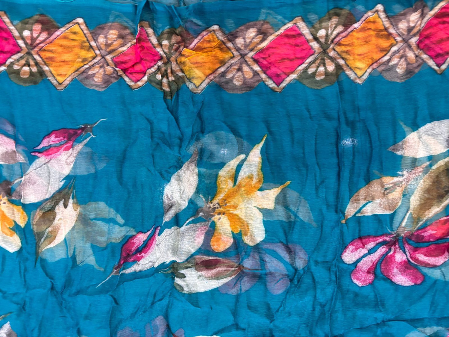 Image of mansicreation10 Chiffon Printed Blue Women Dupatta