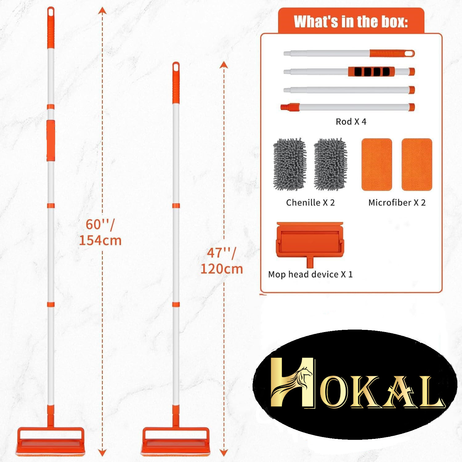 Image of HOKAL Fulminare 3 in 1 Fan Cleaner Duster with 159cm Extendable Long Handle Wet and Dry Duster Set