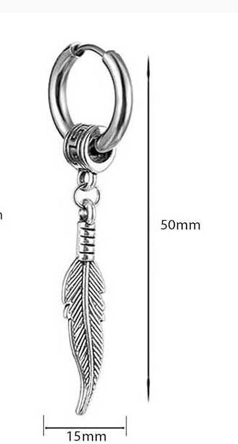 Image of AVITAJEWLLERS Vintage Style Hoop Small Leaf & Bullet Stainless steel earrings pack of 1 Pair Stainless Steel Drops & Danglers