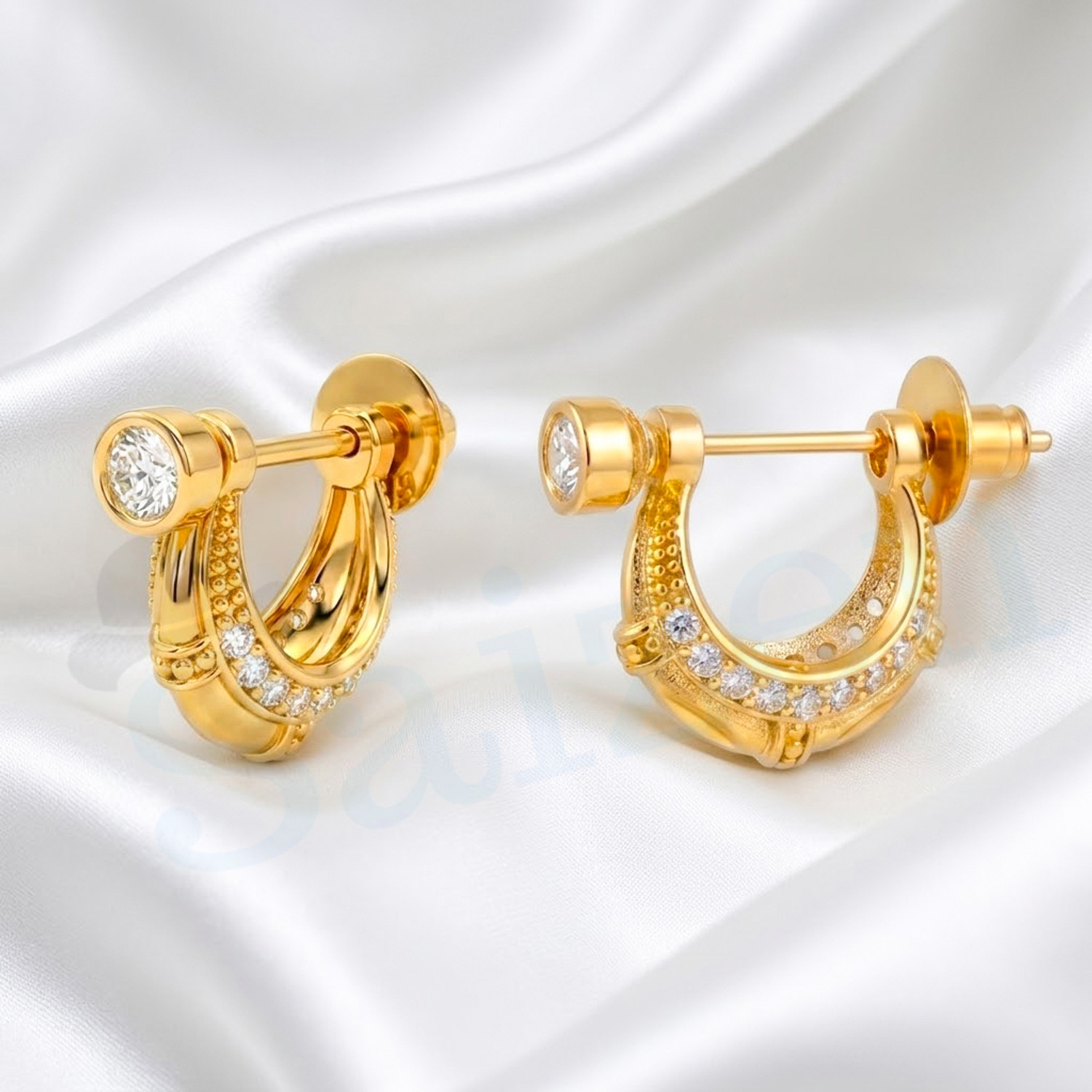 Saizen Men Boys Gold Plated Stud Earrings - Image 6