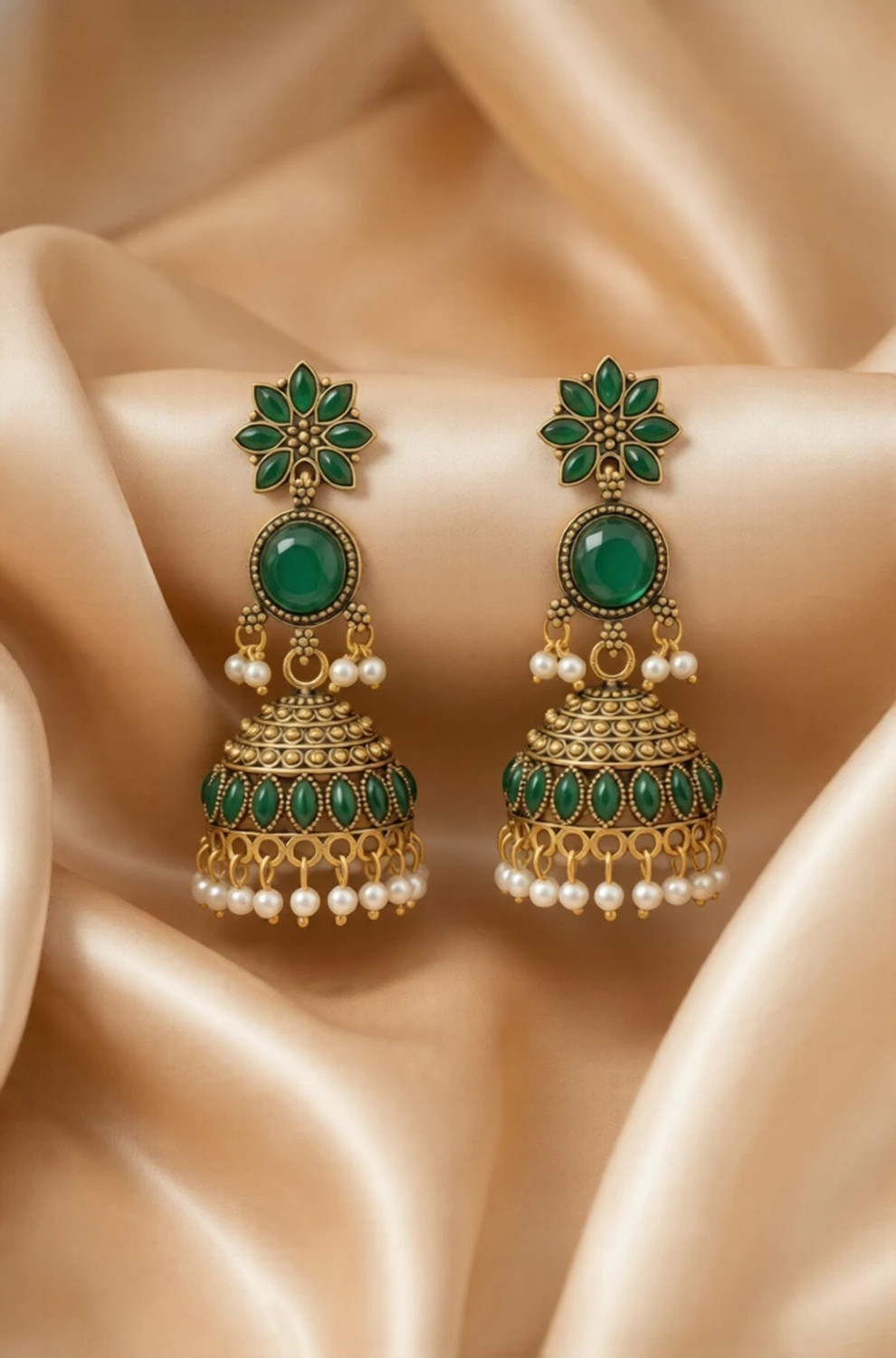 Image of Vastaraj Traditional Gold Plated Square Drop Earrings with Pearl Hangings Women & GirlS Alloy Hoop Earring