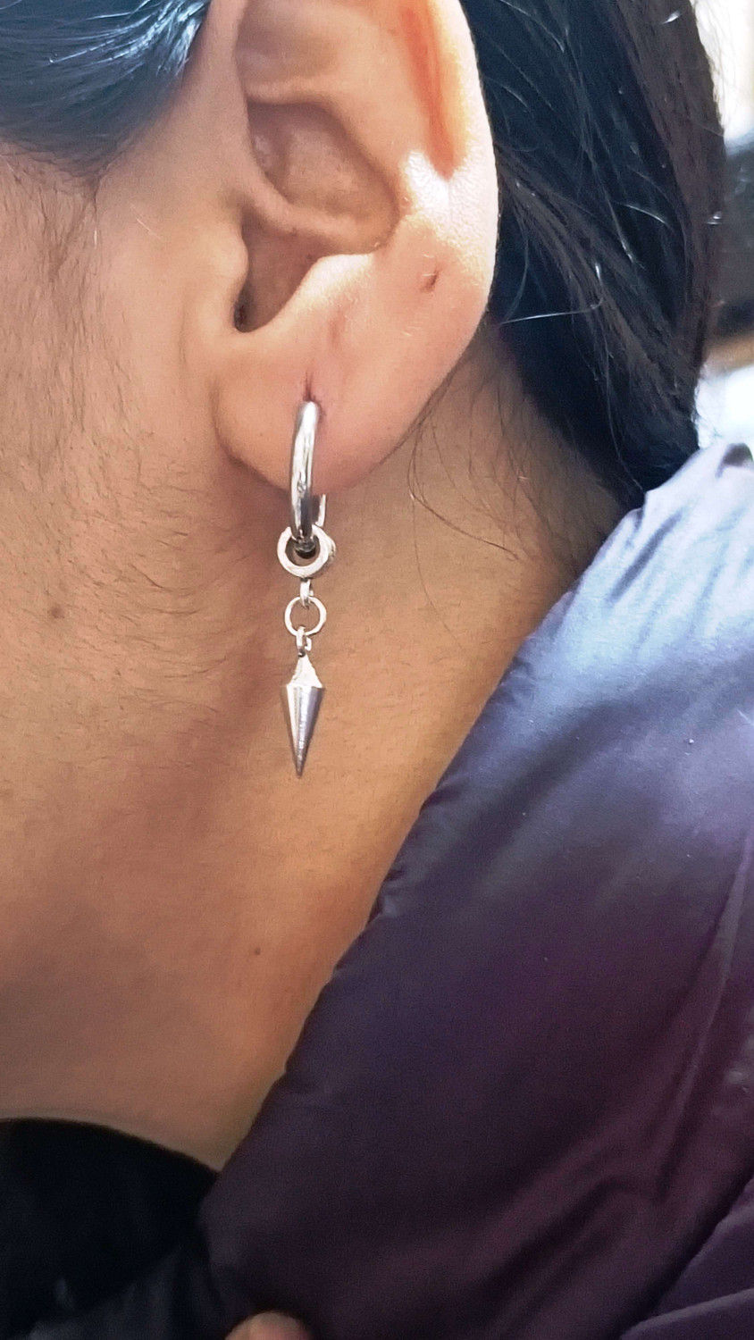 Image of AVITAJEWLLERS Vintage Style Hoop Small Leaf & Bullet Stainless steel earrings pack of 1 Pair Stainless Steel Drops & Danglers
