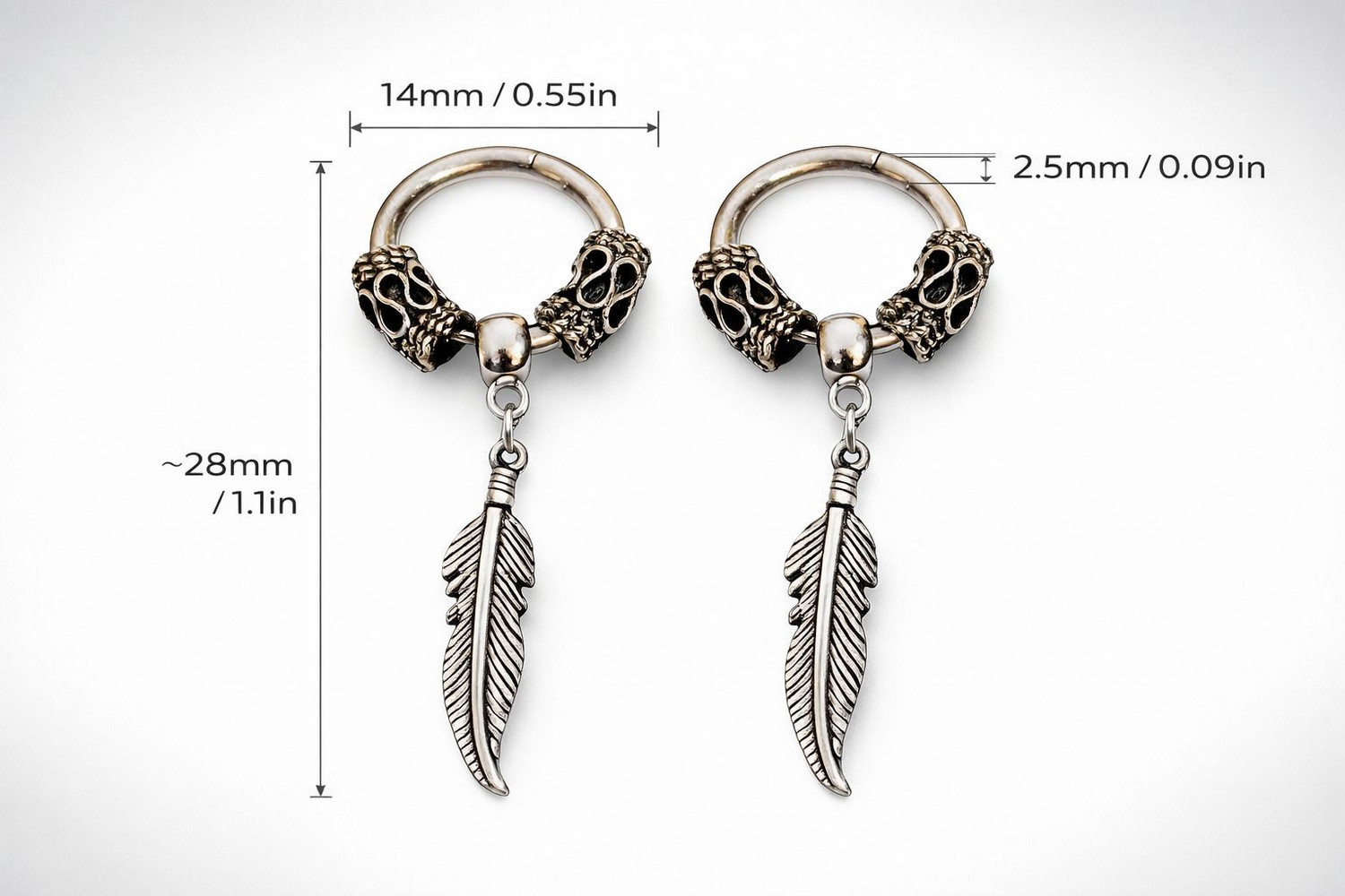 Image of AVITAJEWLLERS Vintage Style Hoop Small Leaf & Bullet Stainless steel earrings pack of 1 Pair Stainless Steel Drops & Danglers