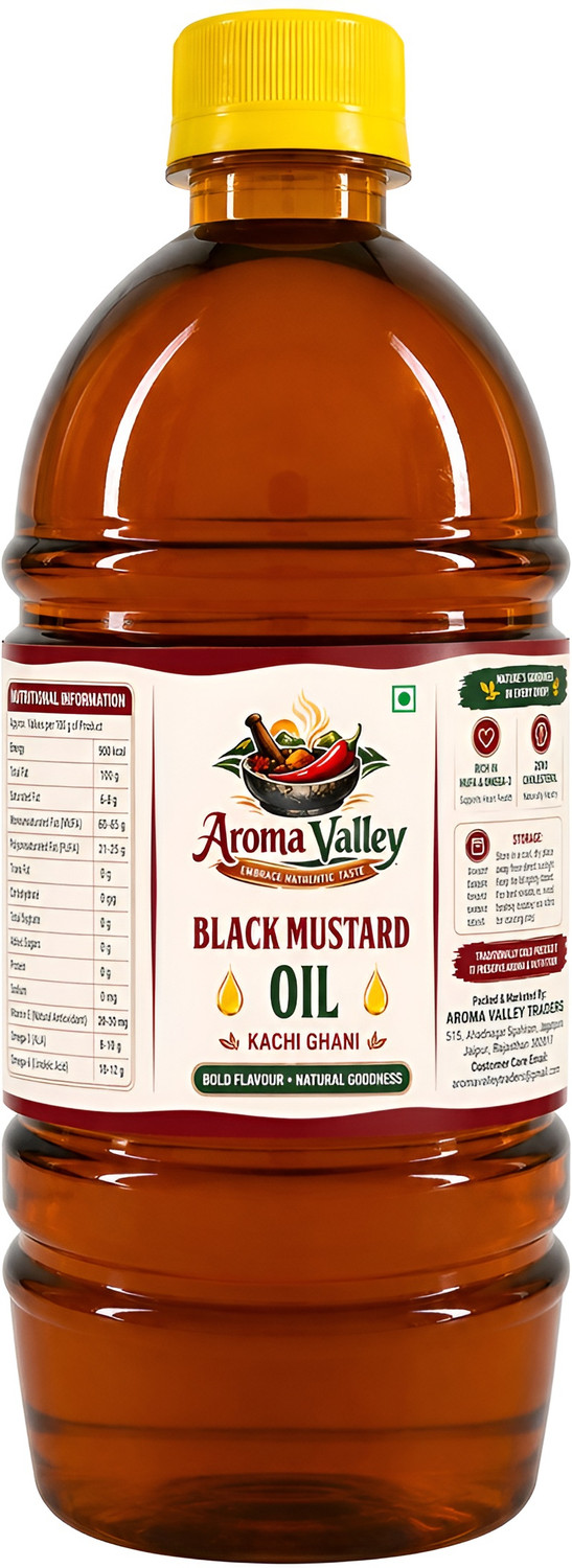 Image of healthy value Kachi Ghani (Sarso Oil) 1 Ltr Mustard Oil (1 L)