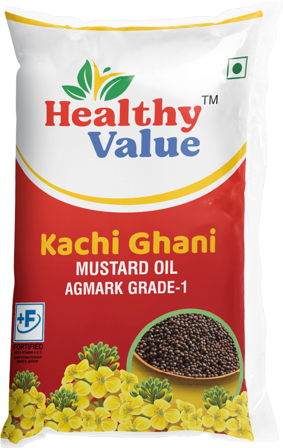 Image of healthy value Kachi Ghani (Sarso Oil) 1 Ltr Mustard Oil (1 L)