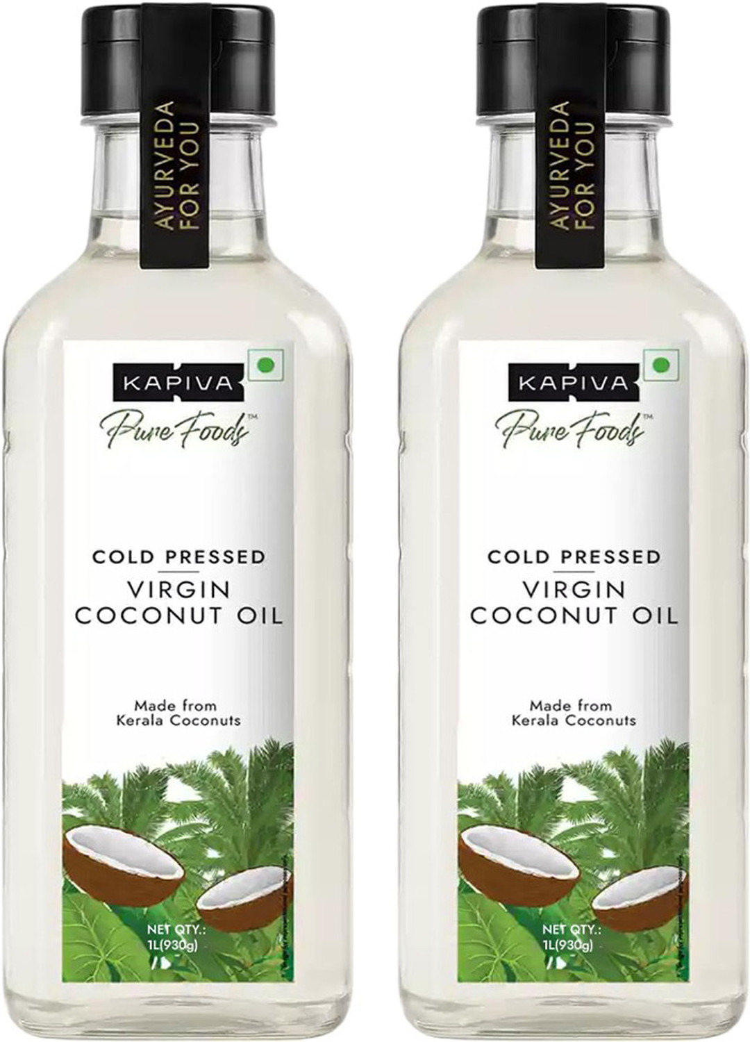 Kapiva Virgin Cold-Pressed |Unrefined, Organic & Edible Coconut Oil (2 x 1000 ml) @995