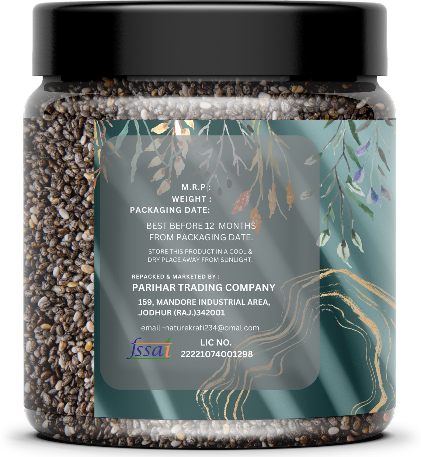 Image of THE NATURE KRAFTS Raw Chia Seeds for Weight Loss with Omega 3 , & Fiber, Calcium Rich Chia Seeds (500 g)