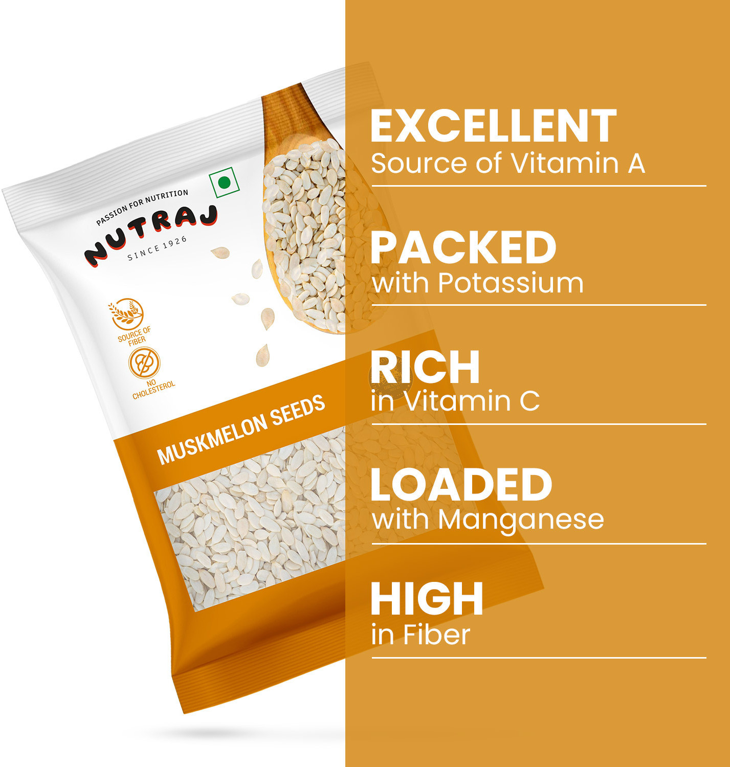 Image of Nutraj Muskmelon Seeds 200g, Muskmelon Seeds For Eating, Kharbooja Seeds, Ready to Eat Muskmelon Seeds (2 x 50 g)