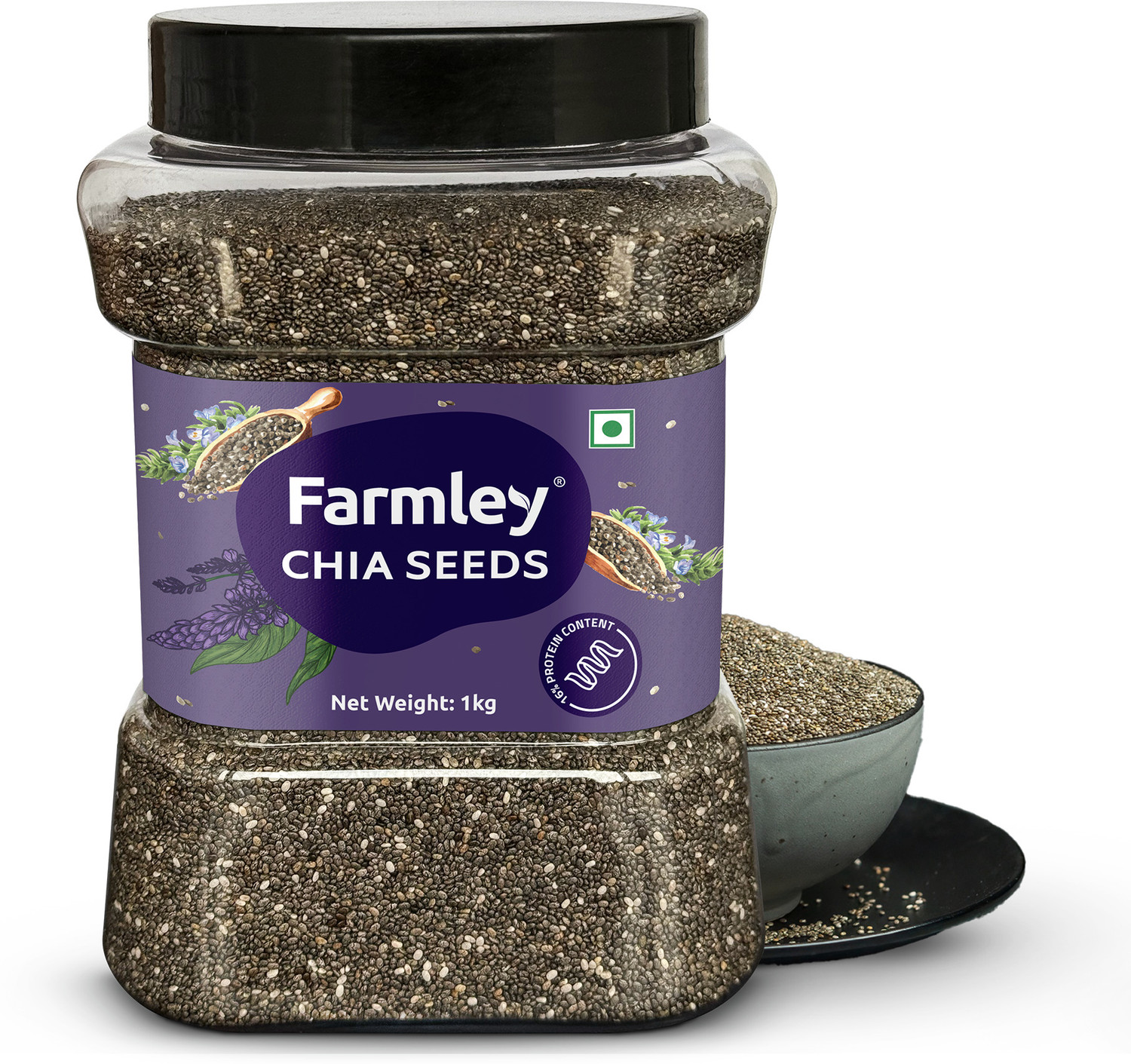 Image of NatureSpun Raw Chia Seeds for Weight Loss with Omega 3 , Zinc and Fiber, Rich in Calcium Chia Seeds (1 kg)