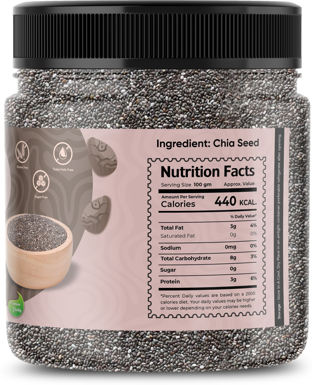 Image of NatureSpun Raw Chia Seeds for Weight Loss with Omega 3 , Zinc and Fiber, Rich in Calcium Chia Seeds (1 kg)