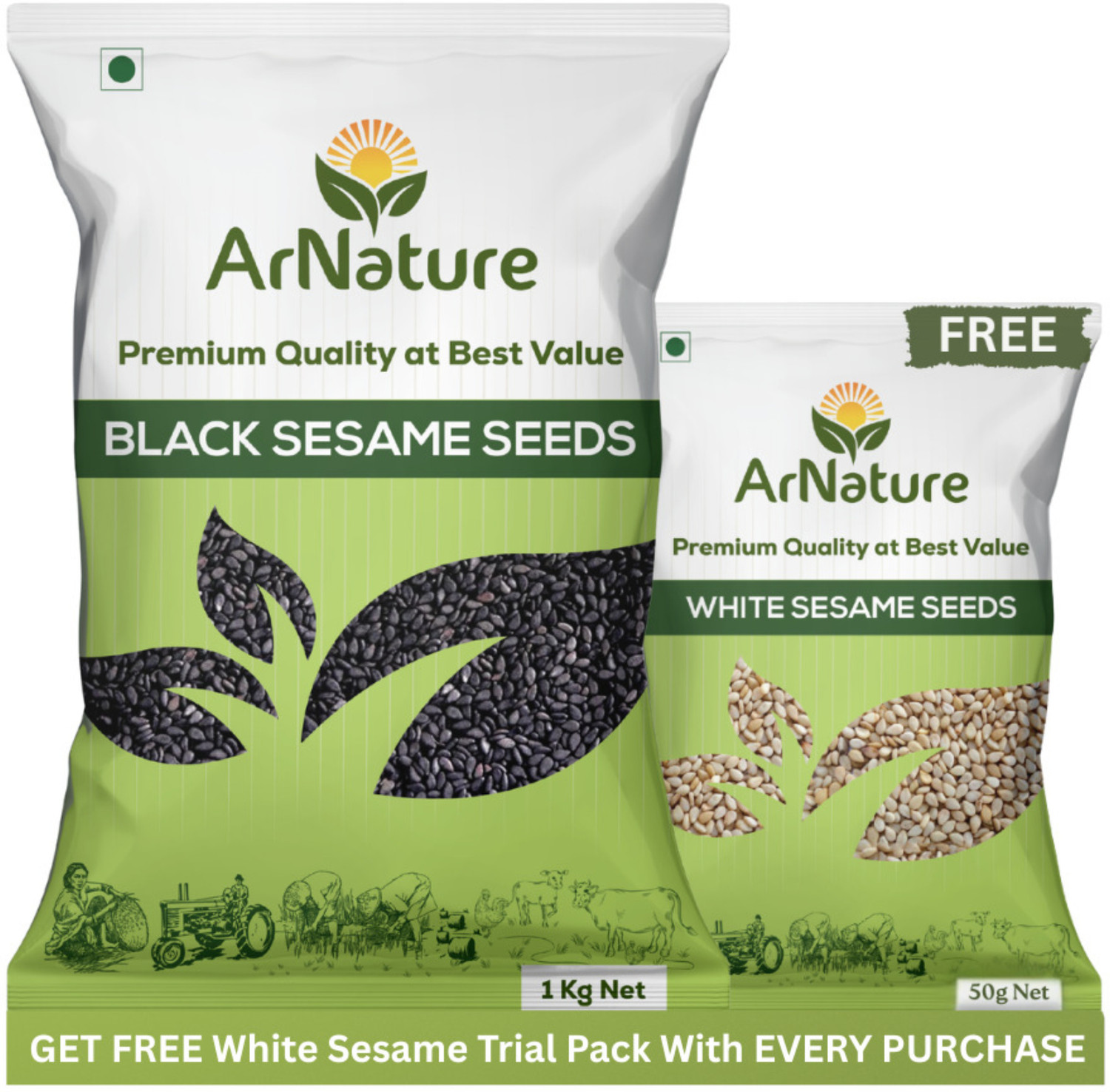 Image of BOKF Til Seeds for Eating, Unroasted White Sesame Seeds (1 kg)